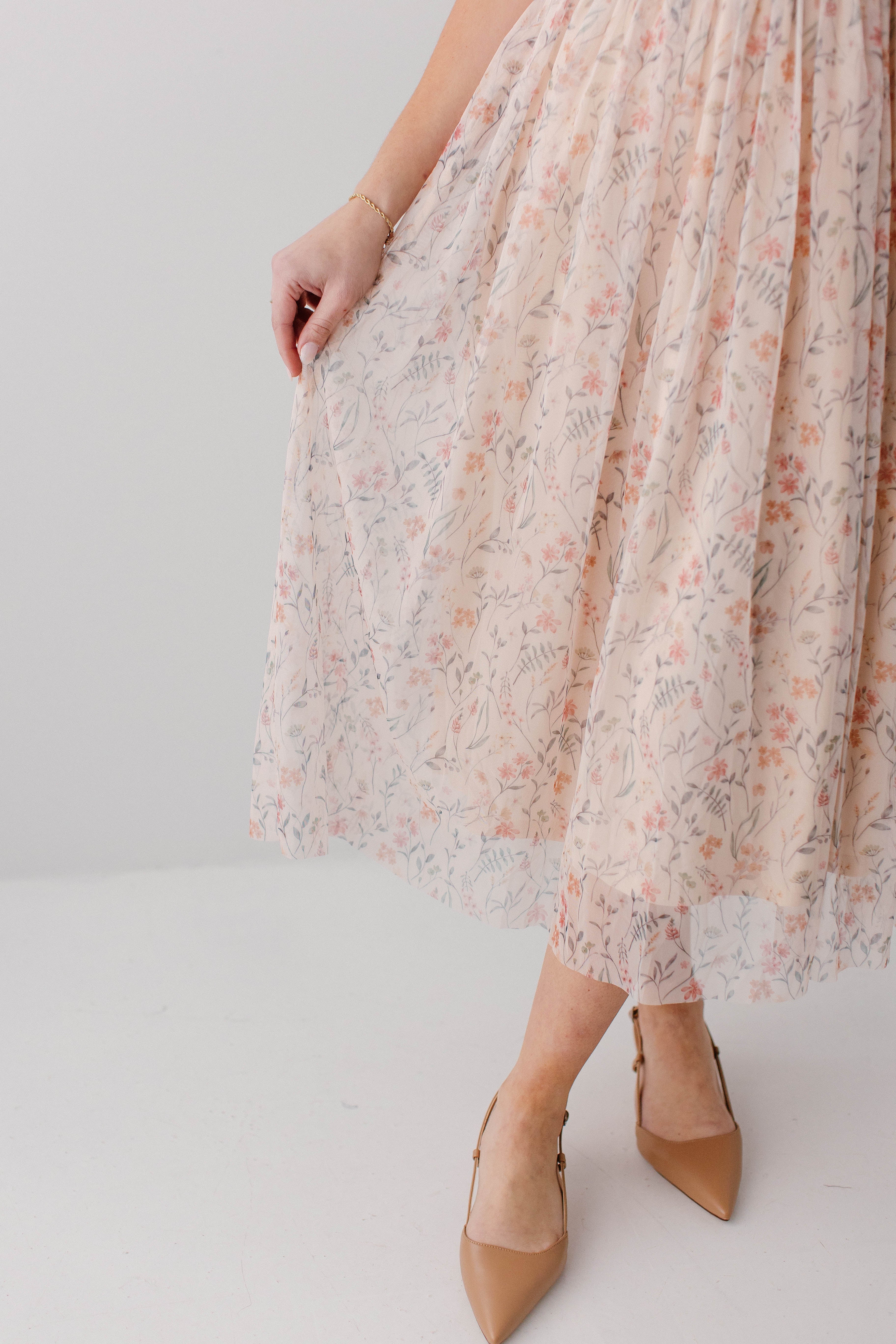 'Serena' Smocked Bodice Floral Mesh Midi Dress FINAL SALE - Image 5
