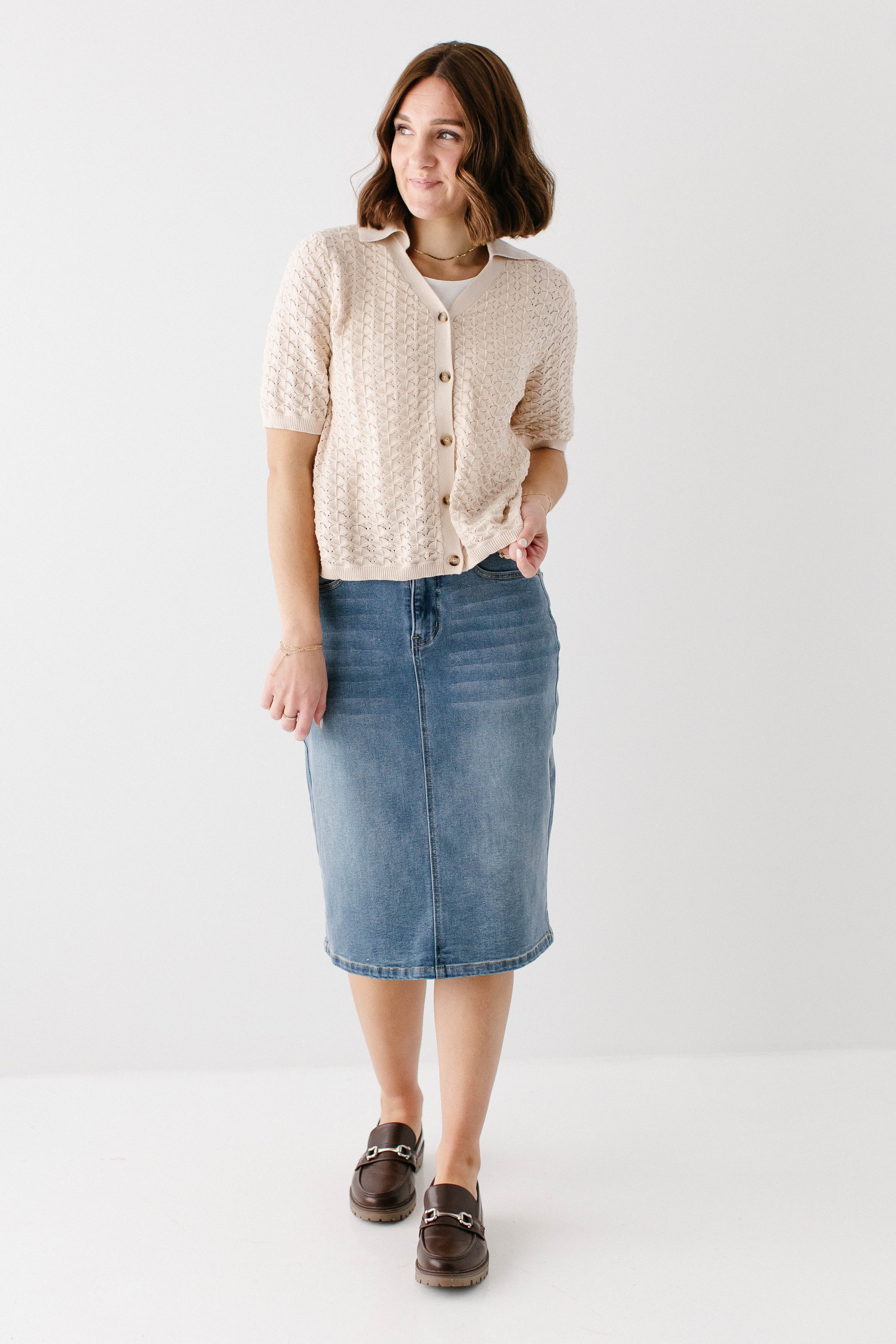 Shannon Curve Fit Stretch Denim Skirt - Image 4