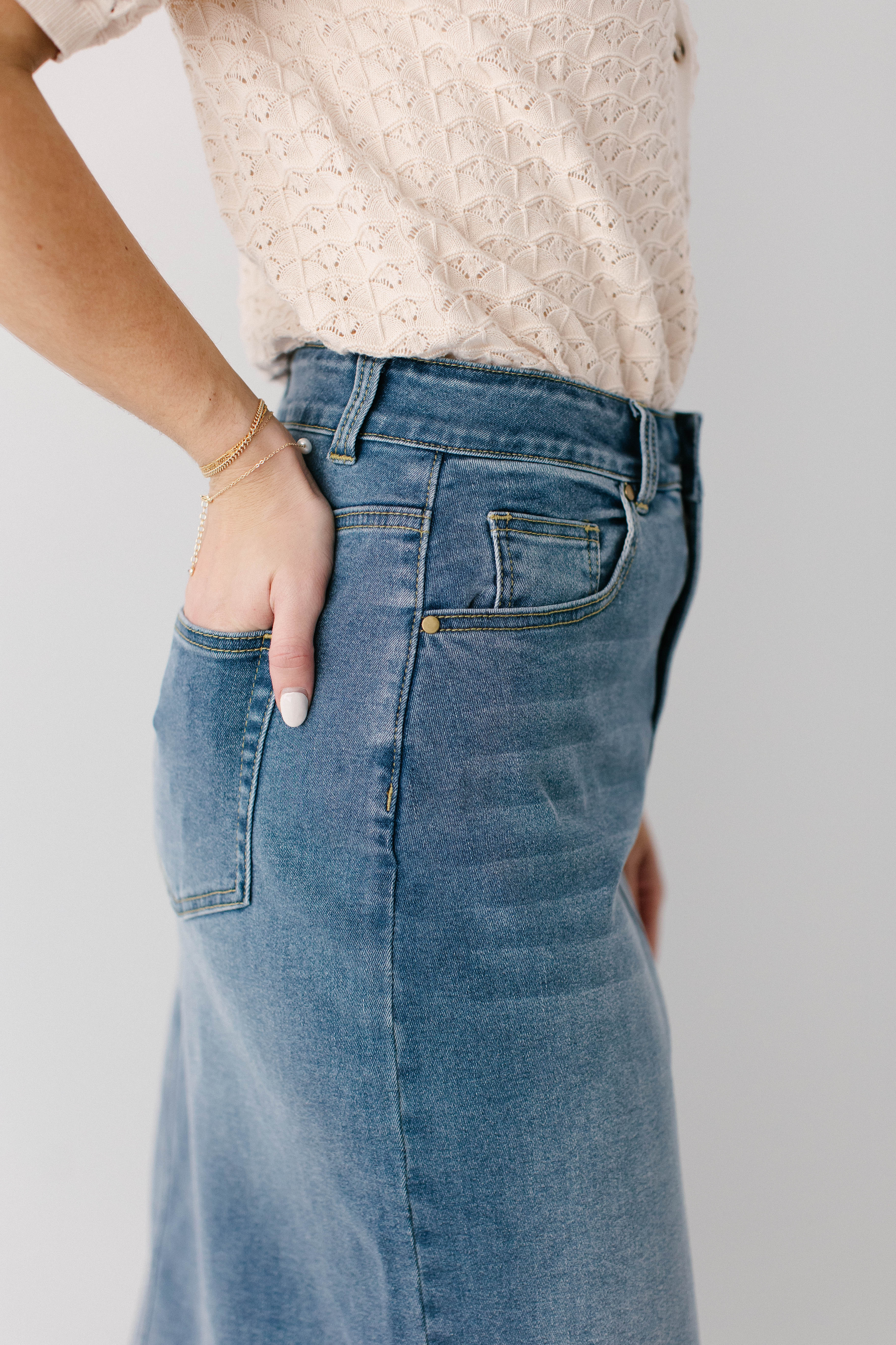 Shannon Curve Fit Stretch Denim Skirt - Image 5