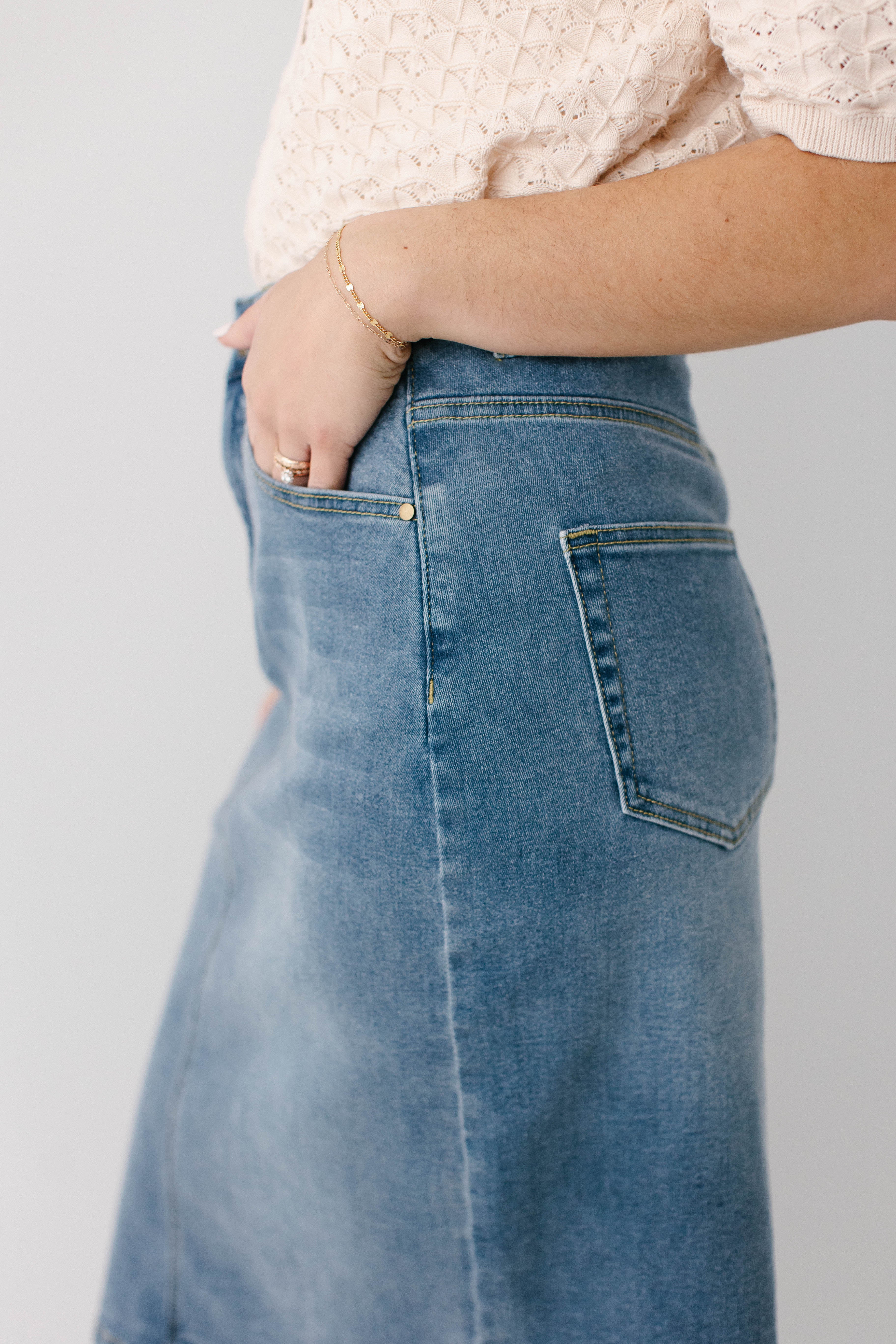 Shannon Curve Fit Stretch Denim Skirt - Image 6