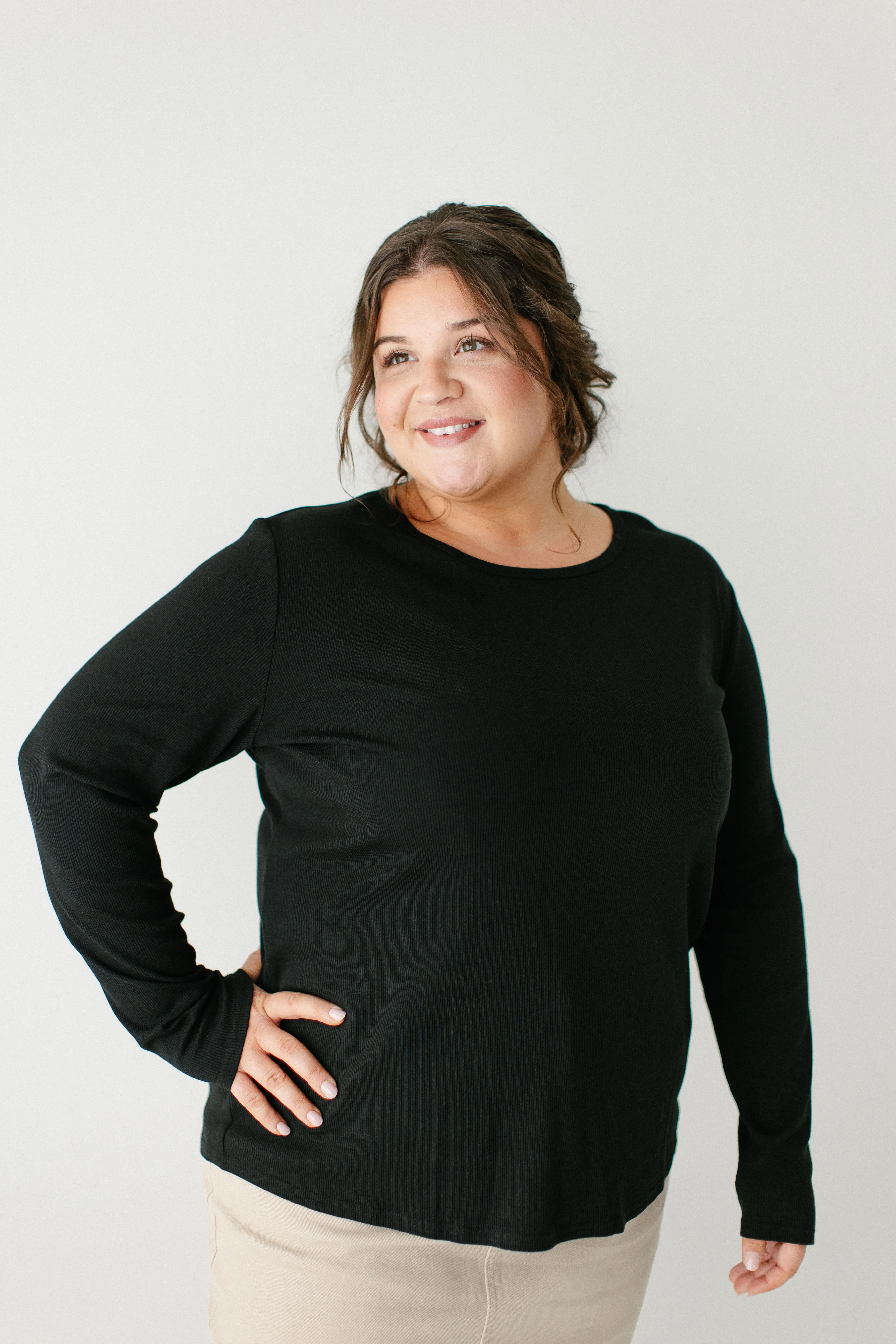 Shelly Bamboo Blend Long Sleeve Ribbed Top FINAL SALE