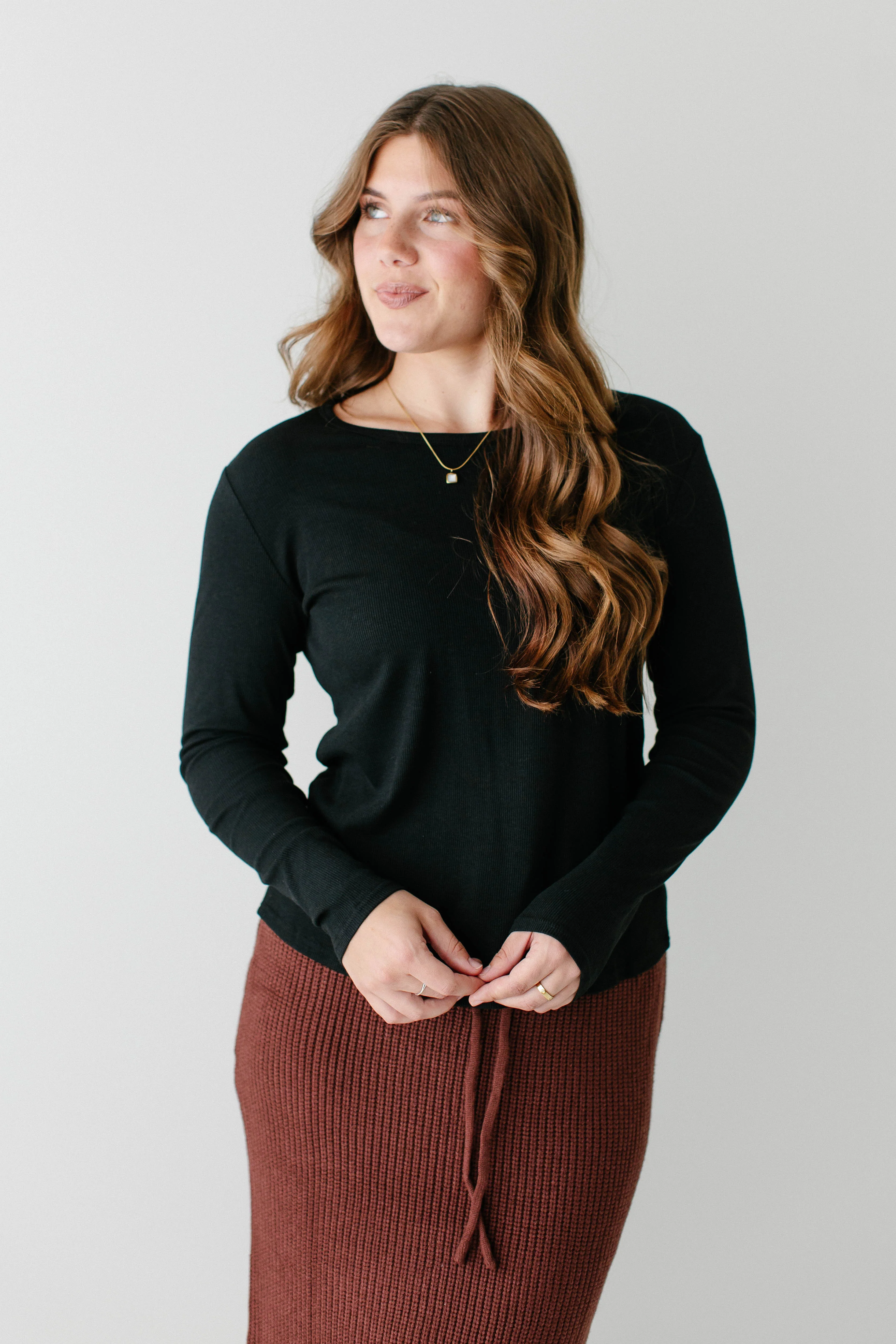 Shelly Bamboo Blend Long Sleeve Ribbed Top FINAL SALE - Image 2