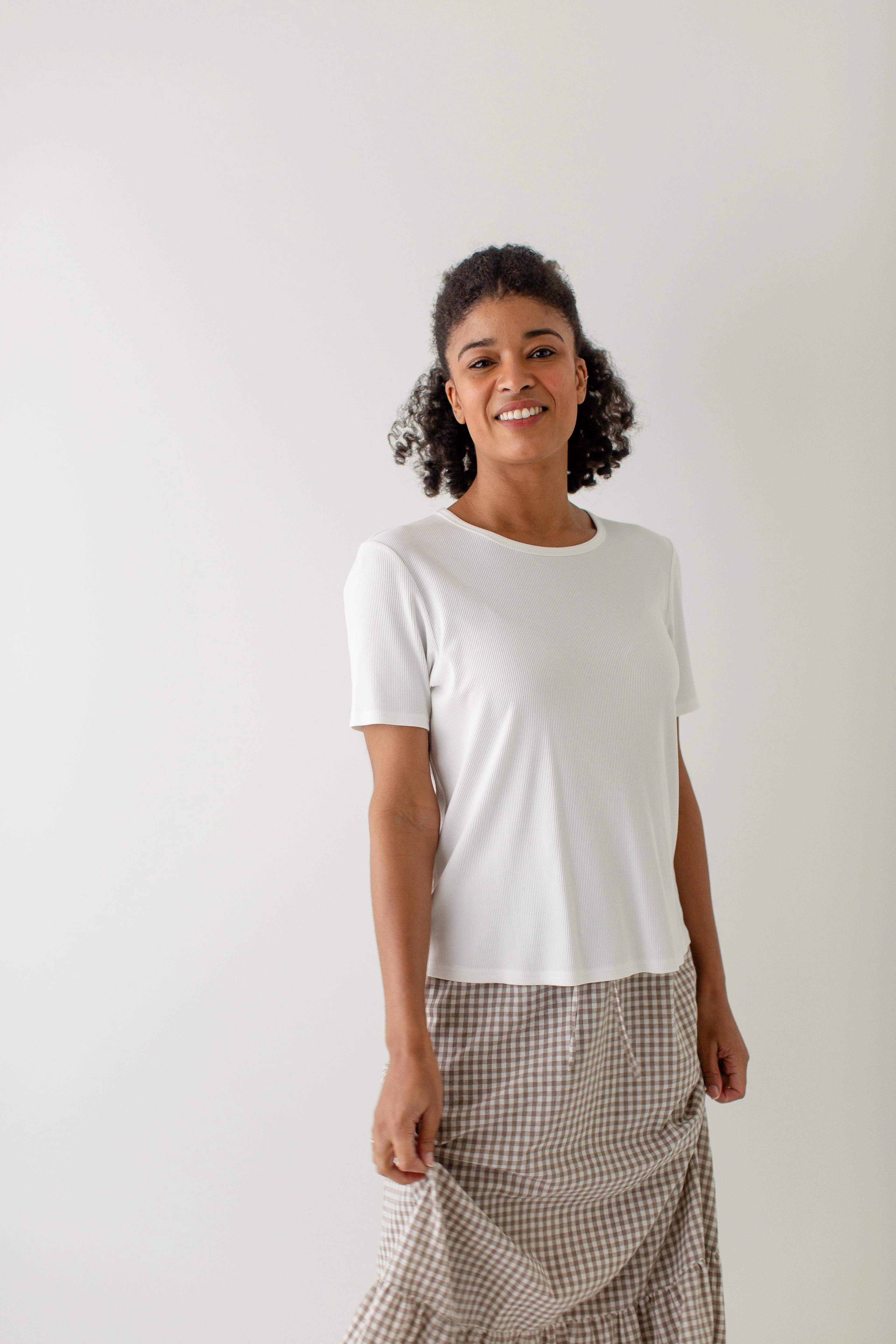 'Shelly' Cotton Blend Ribbed Tee FINAL SALE