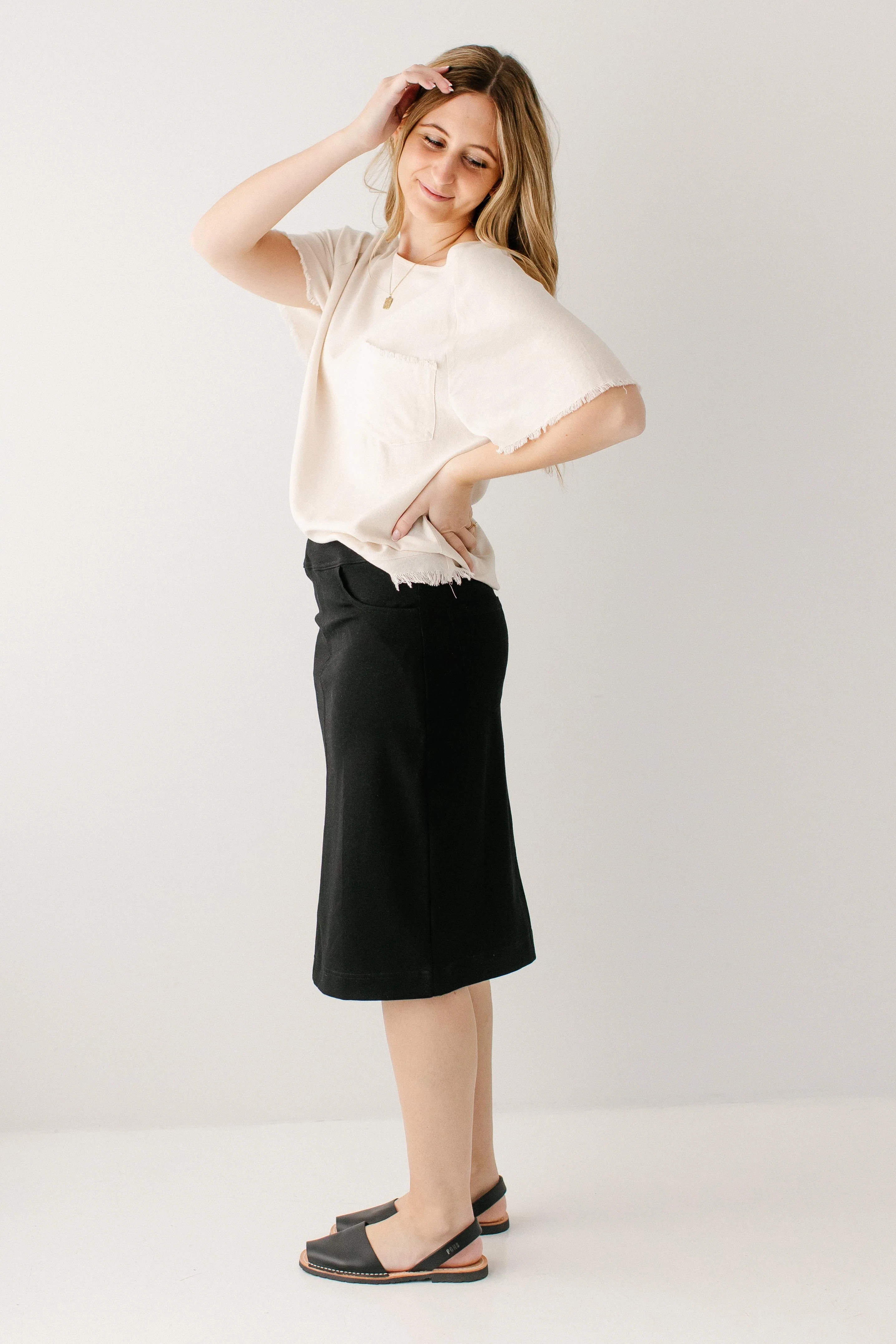 Sheridan Knee Length Ponte Knit Skirt - Image 3