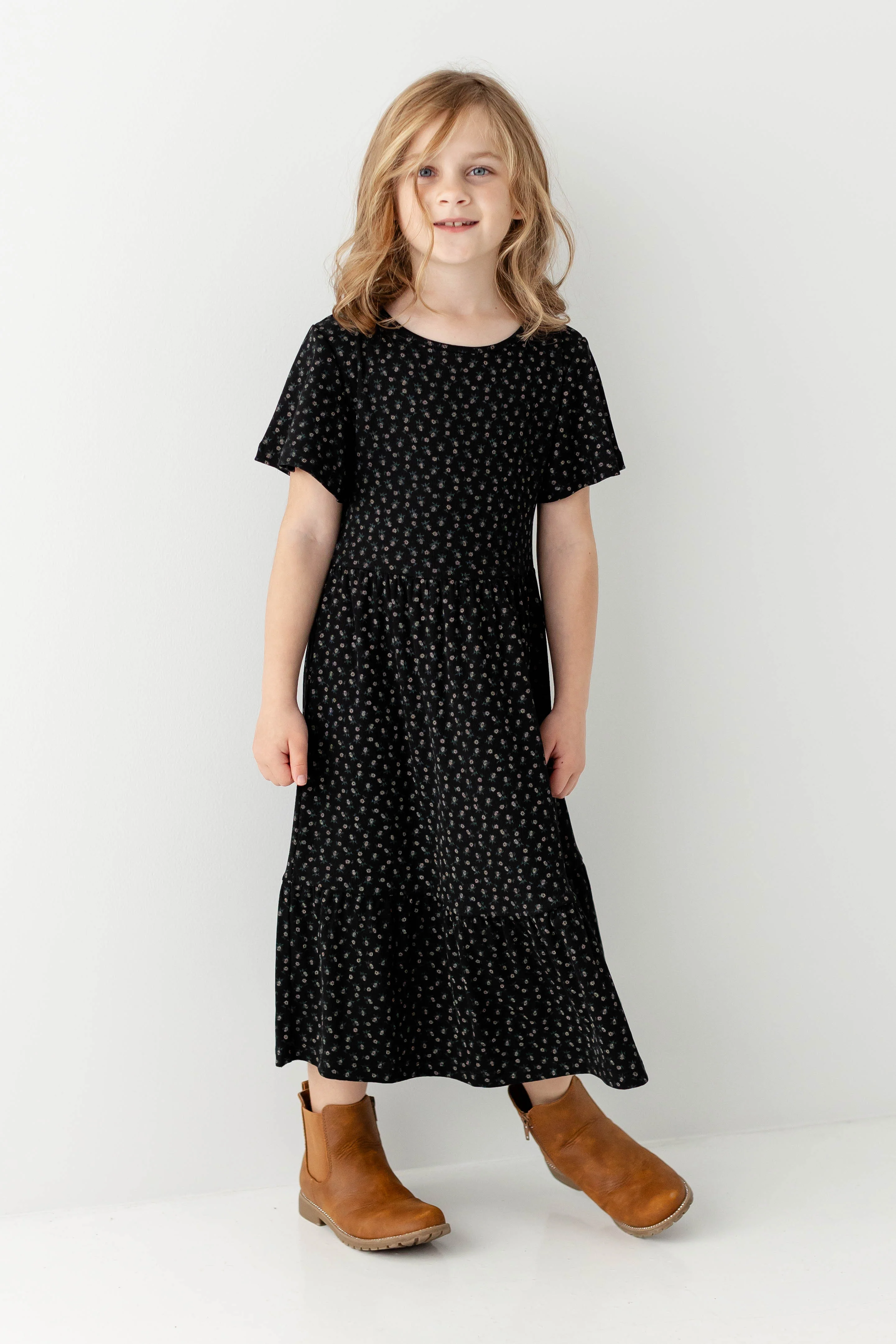 Shiloh Girl Floral Ribbed Tiered Dress FINAL SALE - Image 3