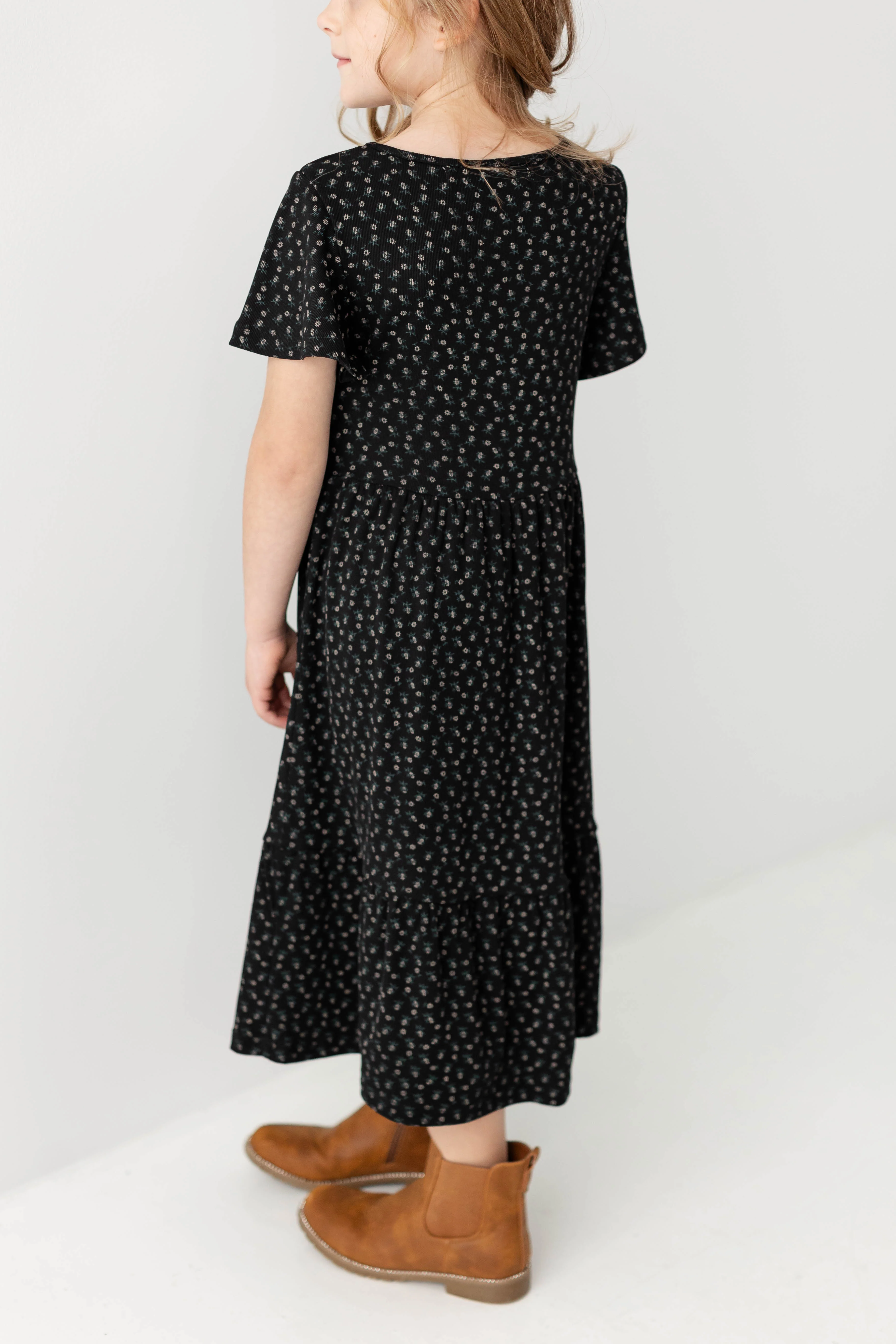 Shiloh Girl Floral Ribbed Tiered Dress FINAL SALE - Image 5