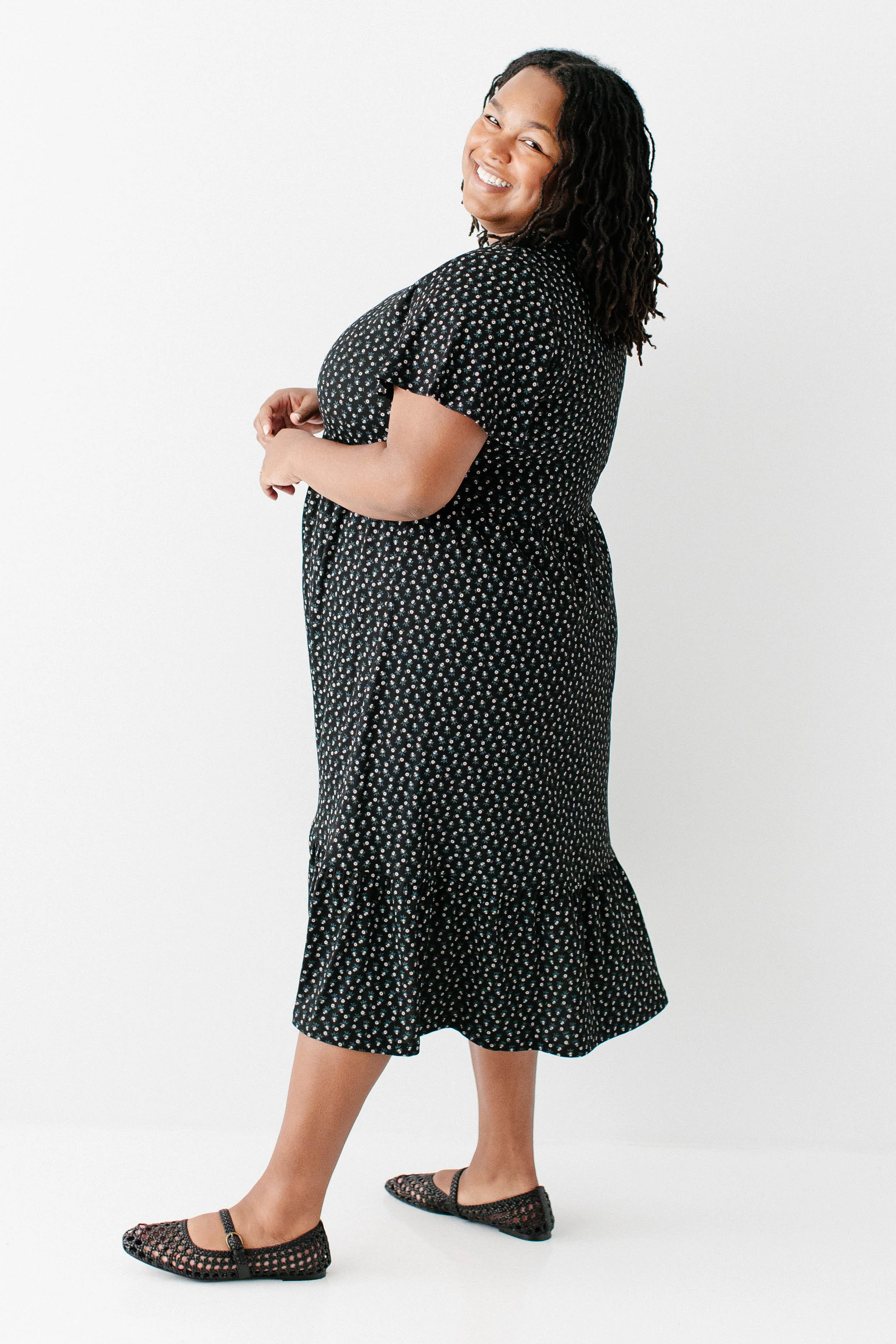 Shiloh Floral Ribbed Tiered Midi Dress FINAL SALE - Image 10