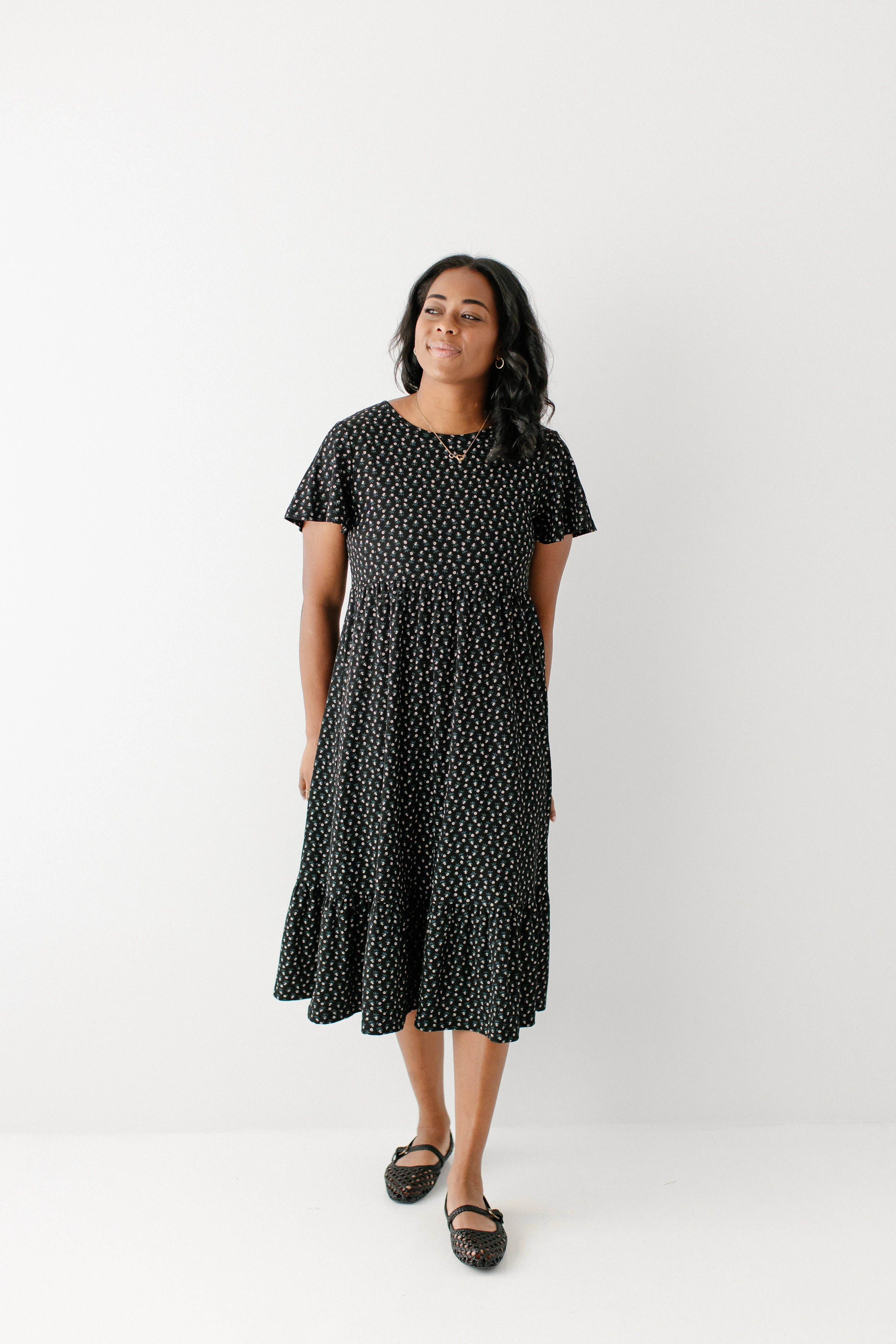 Shiloh Floral Ribbed Tiered Midi Dress FINAL SALE - Image 3