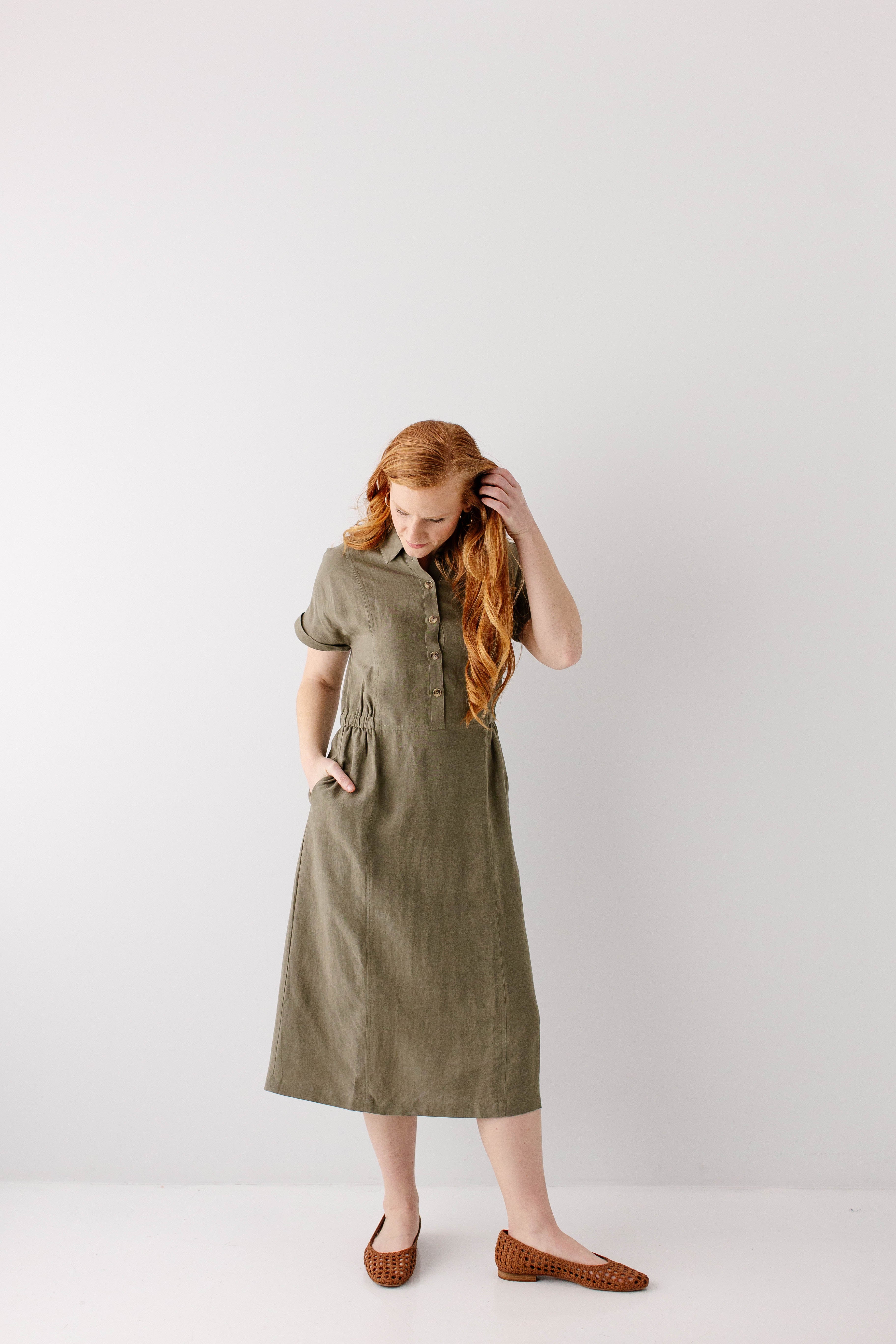 Siena Collared Button Up Midi Dress - Image 11