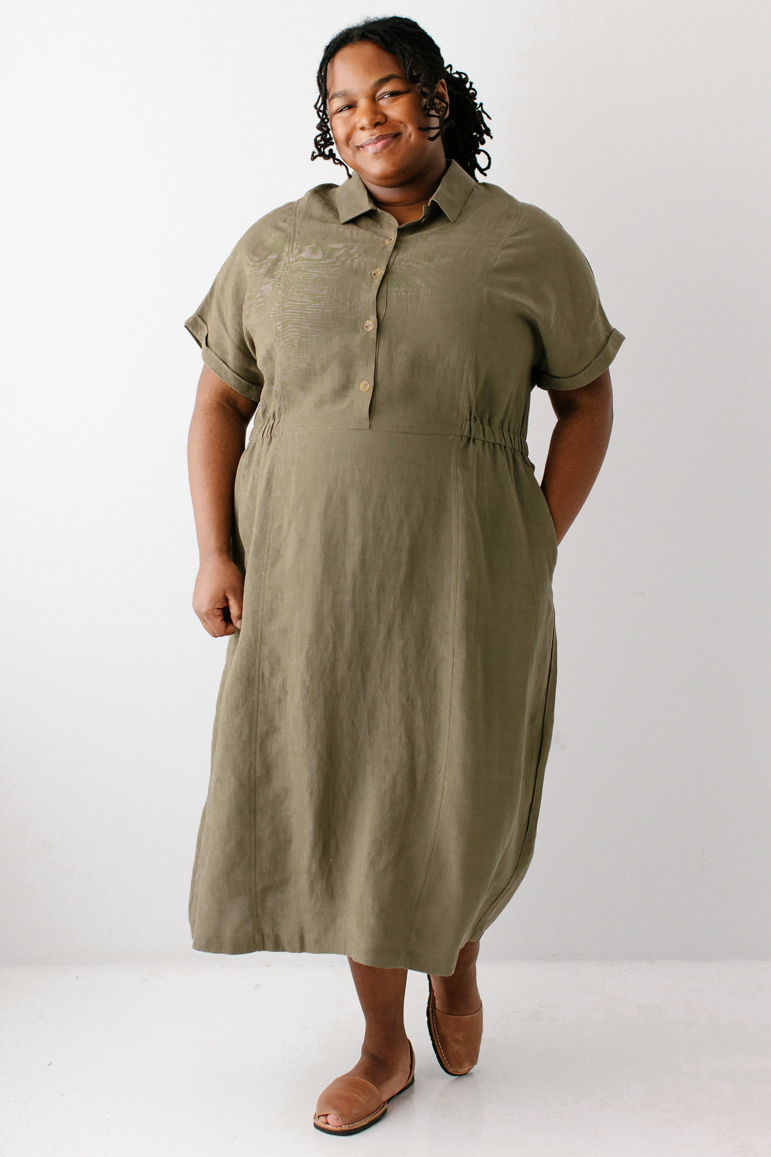 Siena Collared Button Up Midi Dress - Image 4