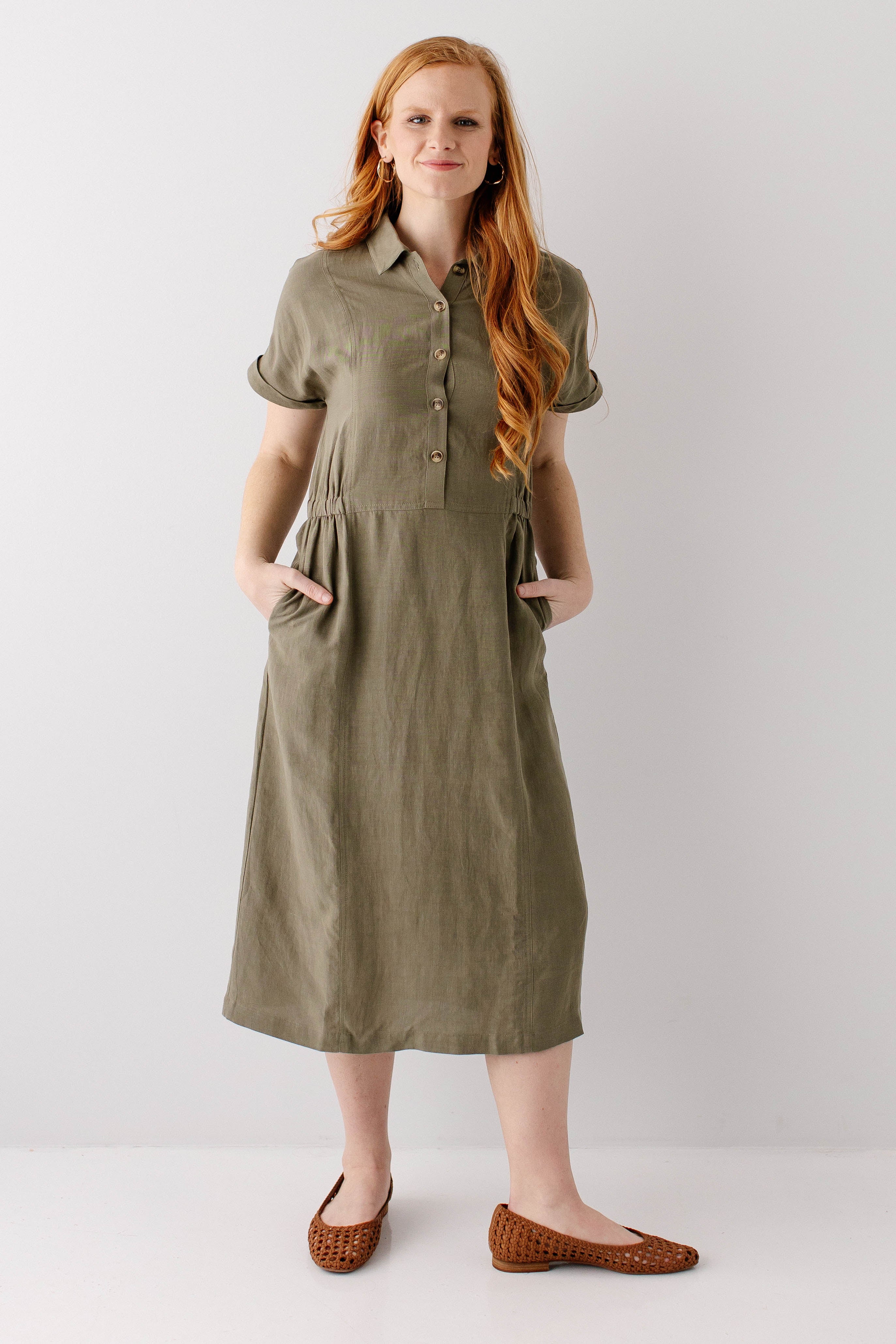 Siena Collared Button Up Midi Dress - Image 9