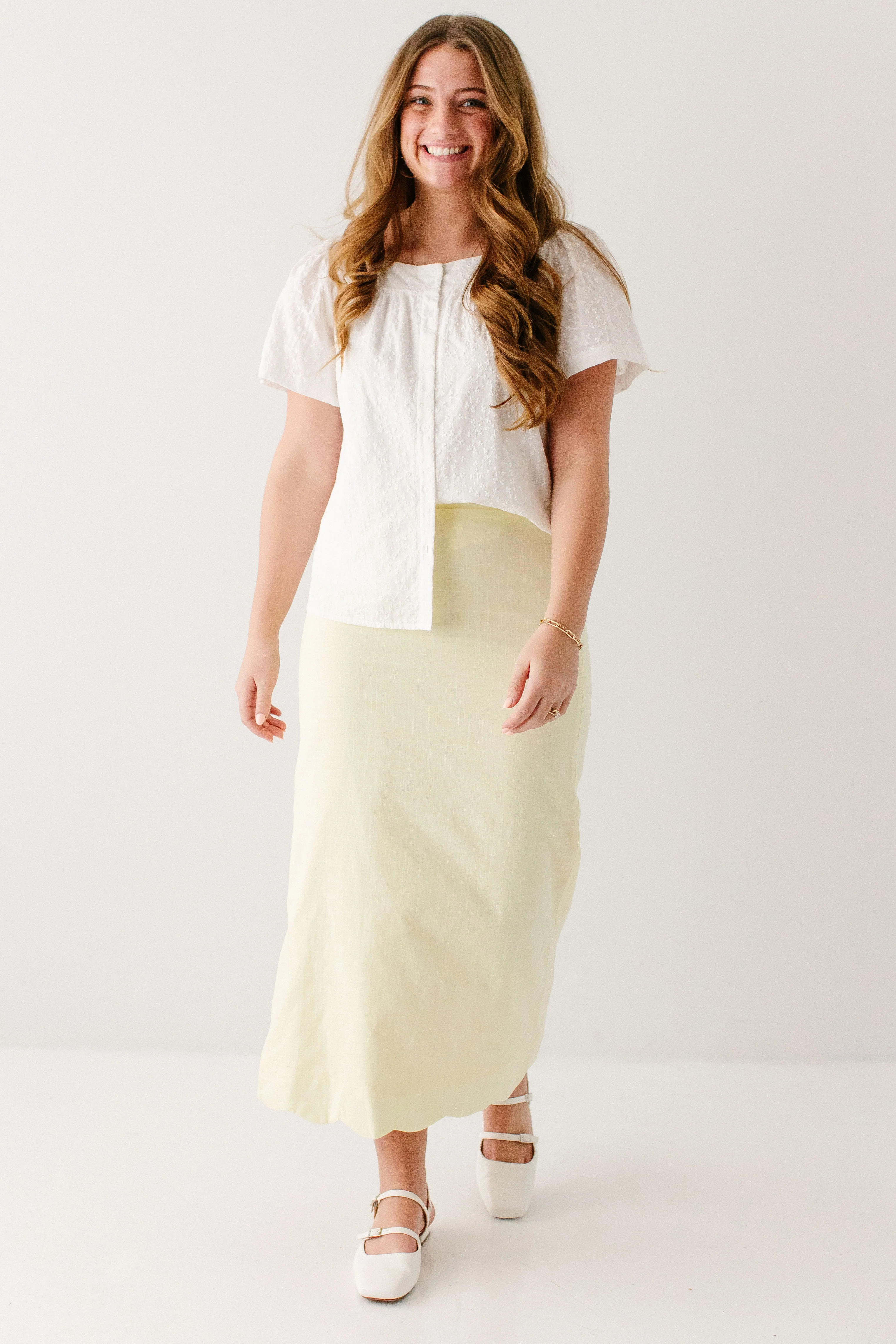 Soleil Scallop Hem Midi Skirt FINAL SALE - Image 3