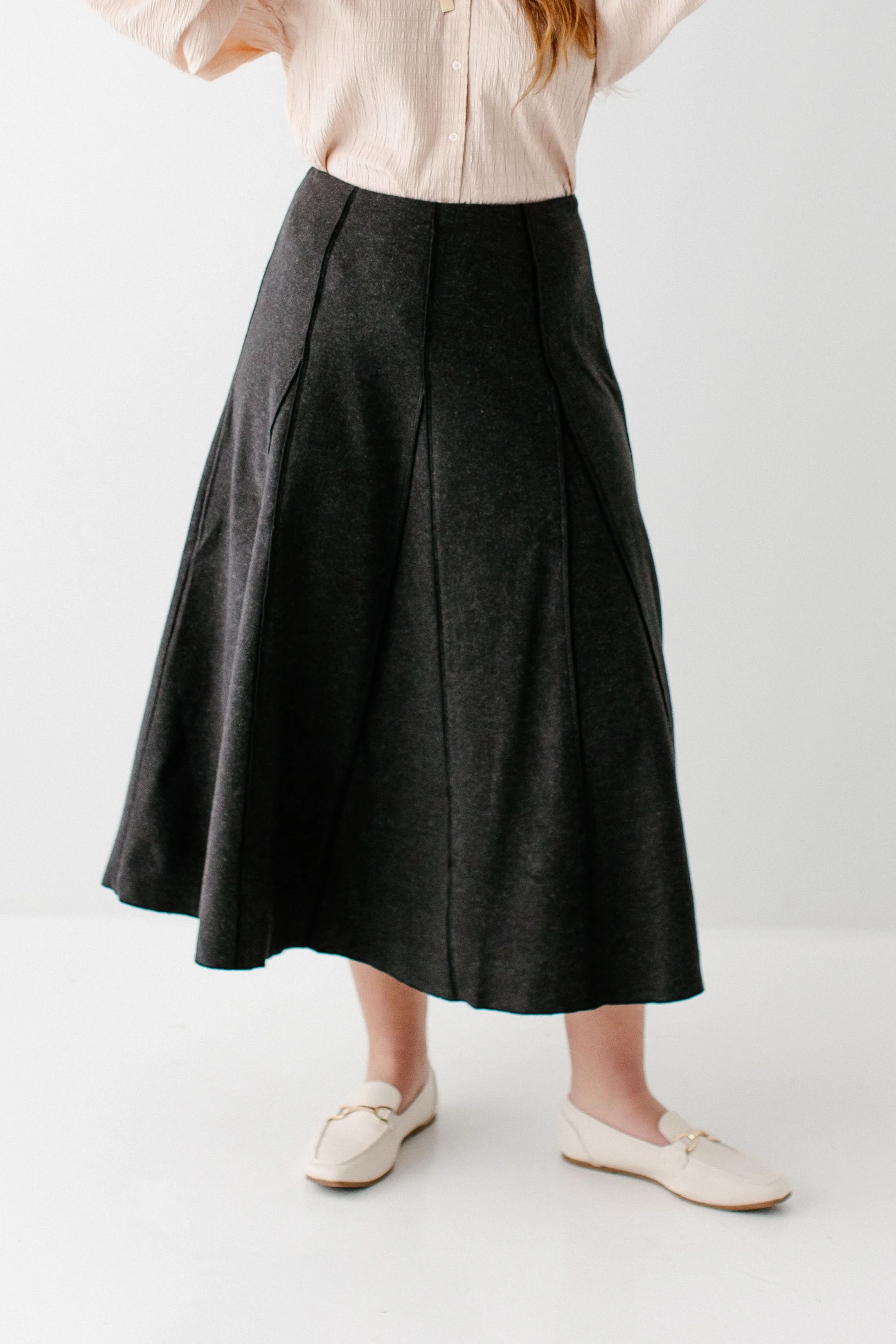'Solveig' A-Line Knit Midi Skirt FINAL SALE