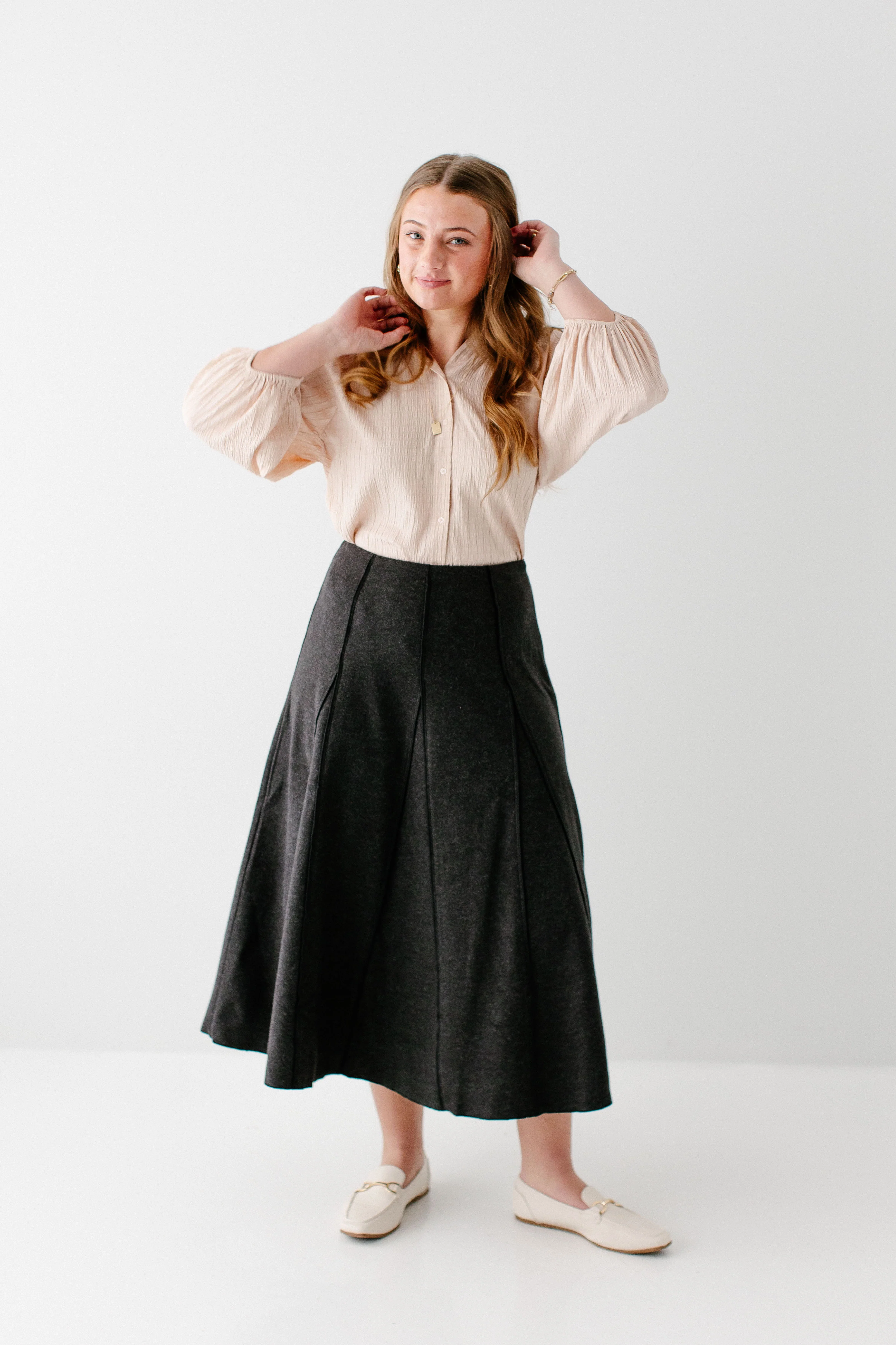 'Solveig' A-Line Knit Midi Skirt FINAL SALE - Image 2