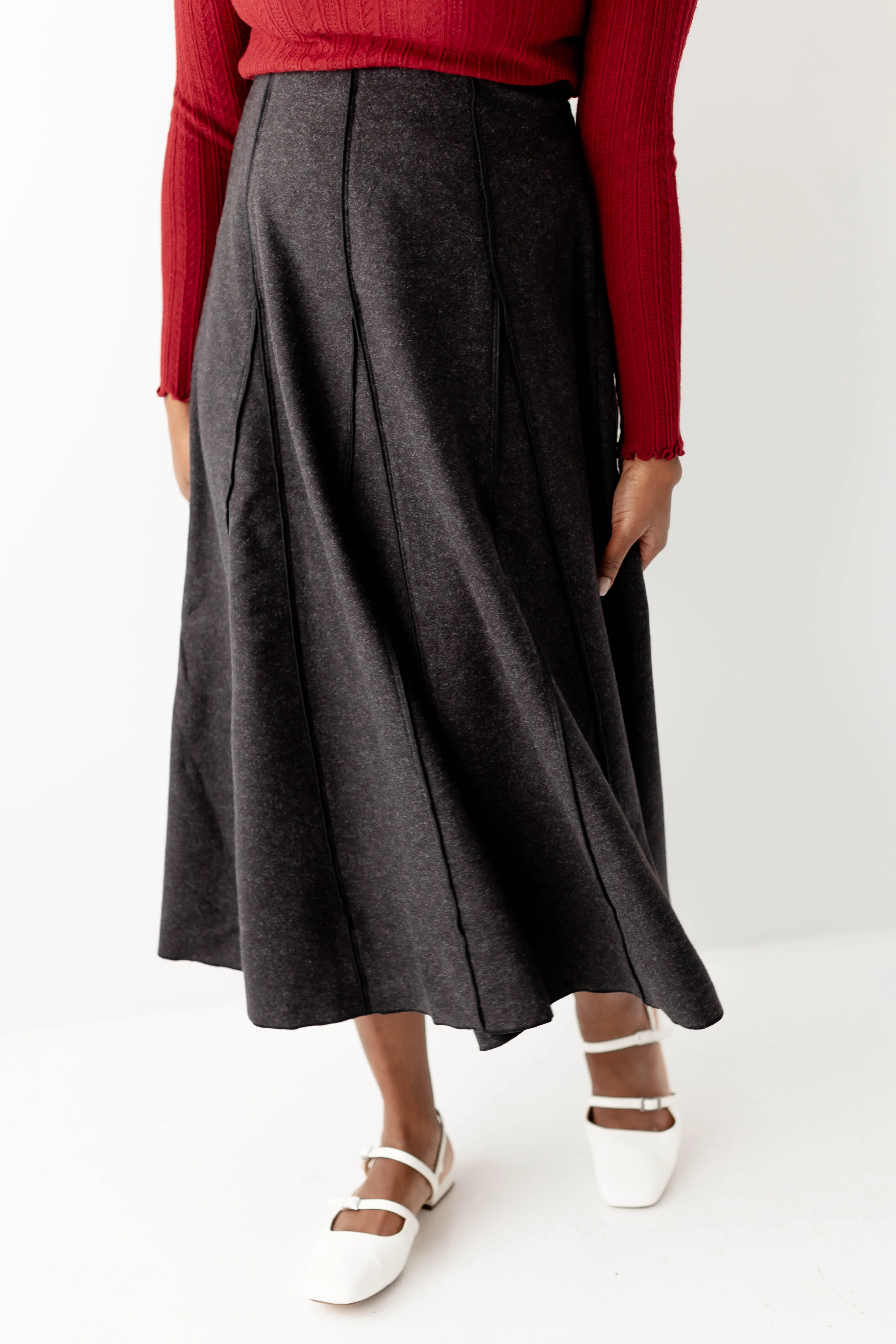 'Solveig' A-Line Knit Midi Skirt FINAL SALE - Image 3