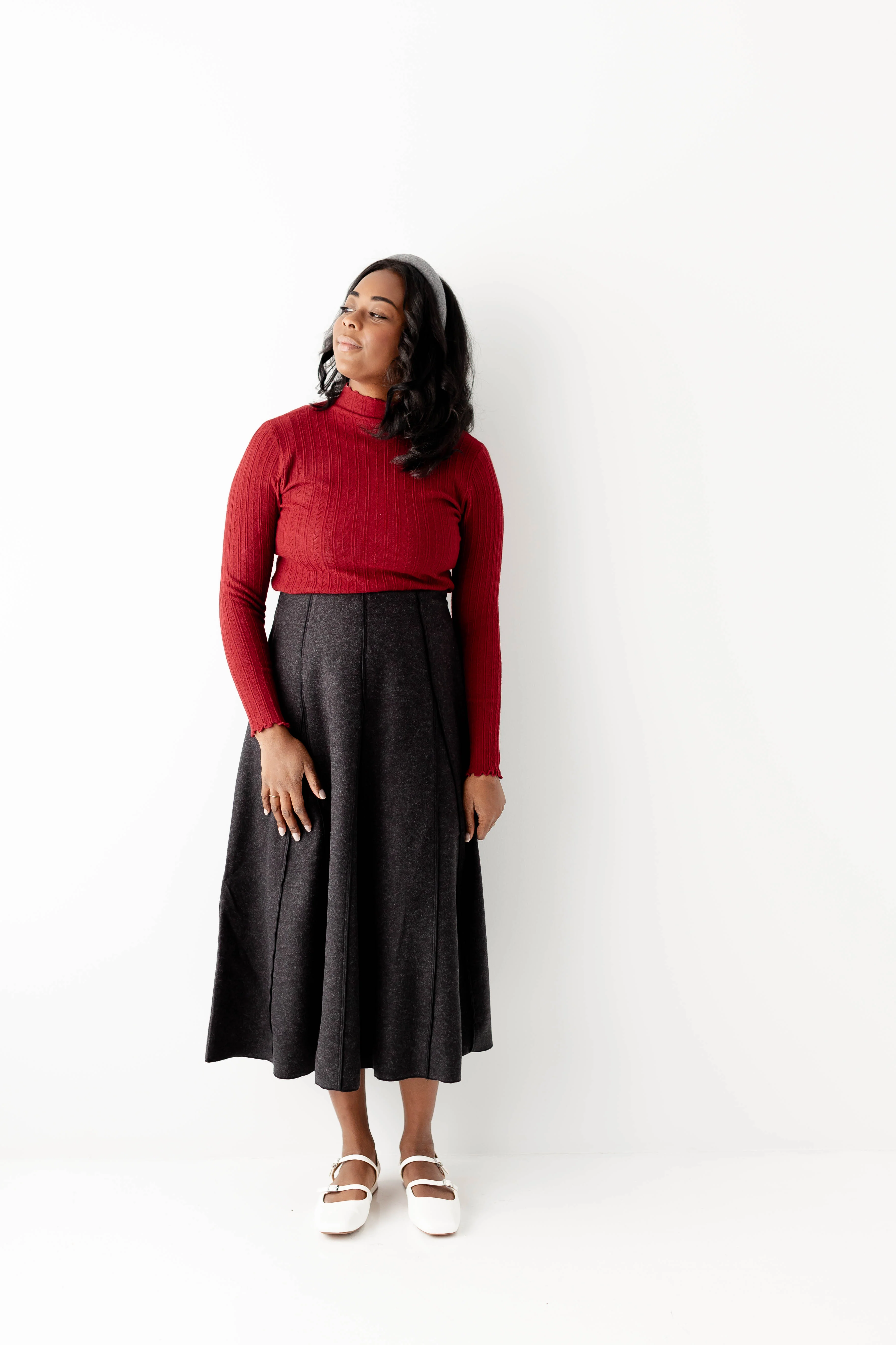 'Solveig' A-Line Knit Midi Skirt FINAL SALE - Image 4