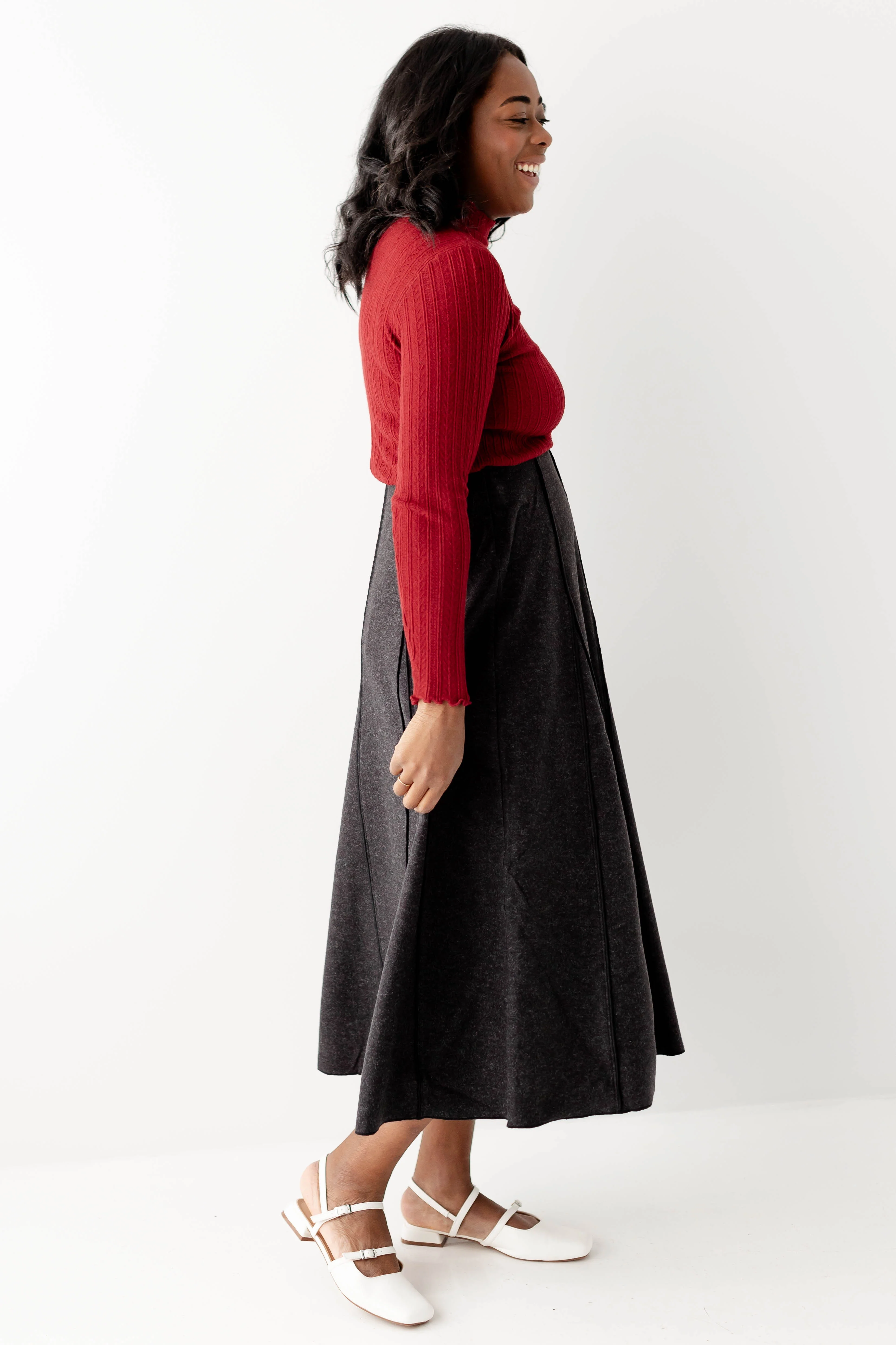 'Solveig' A-Line Knit Midi Skirt FINAL SALE - Image 7