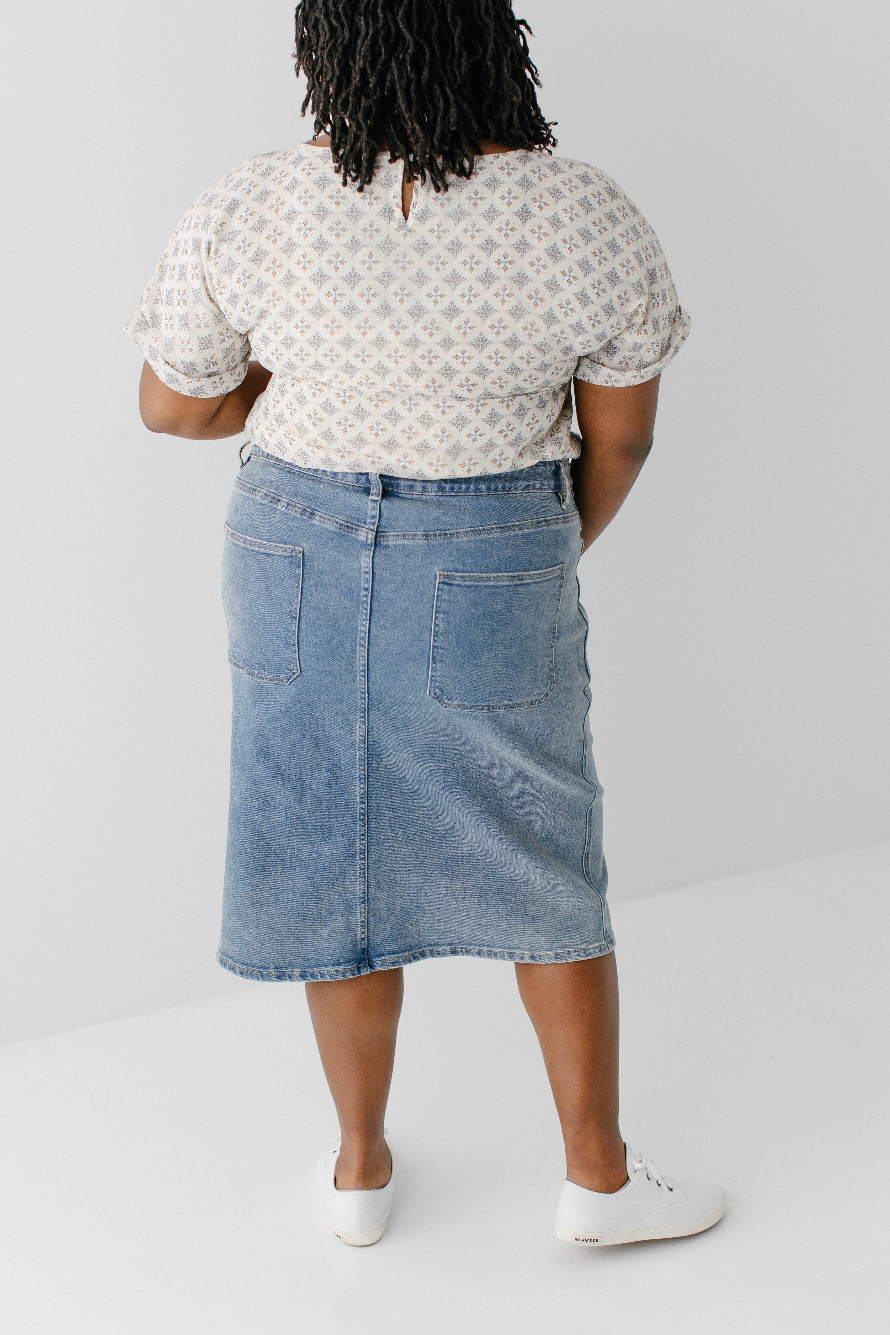 Sonya Patch Pocket Stretch Denim Skirt - Image 16