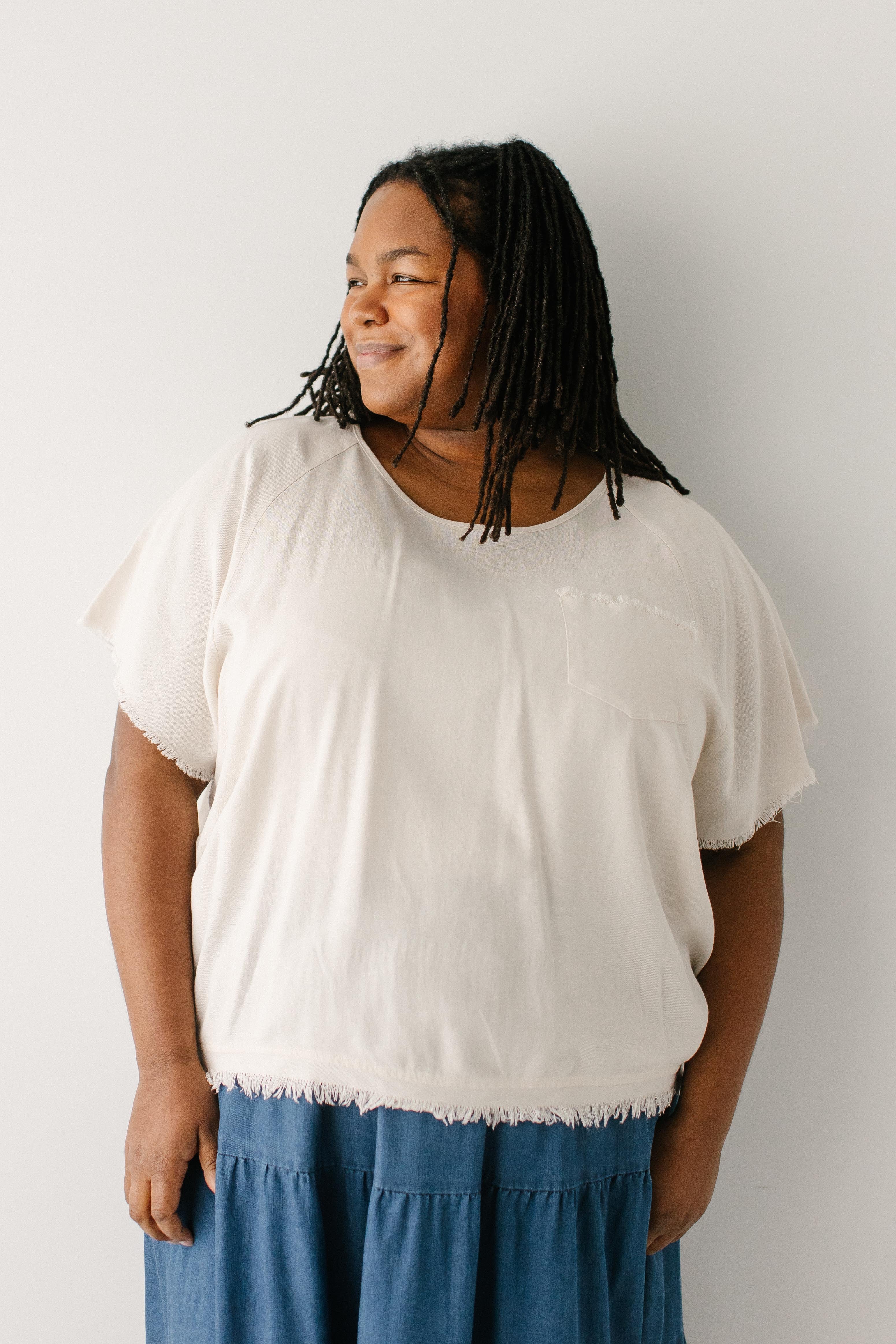 Stephanie Raw Hem Raglan Sleeve Top - Image 13