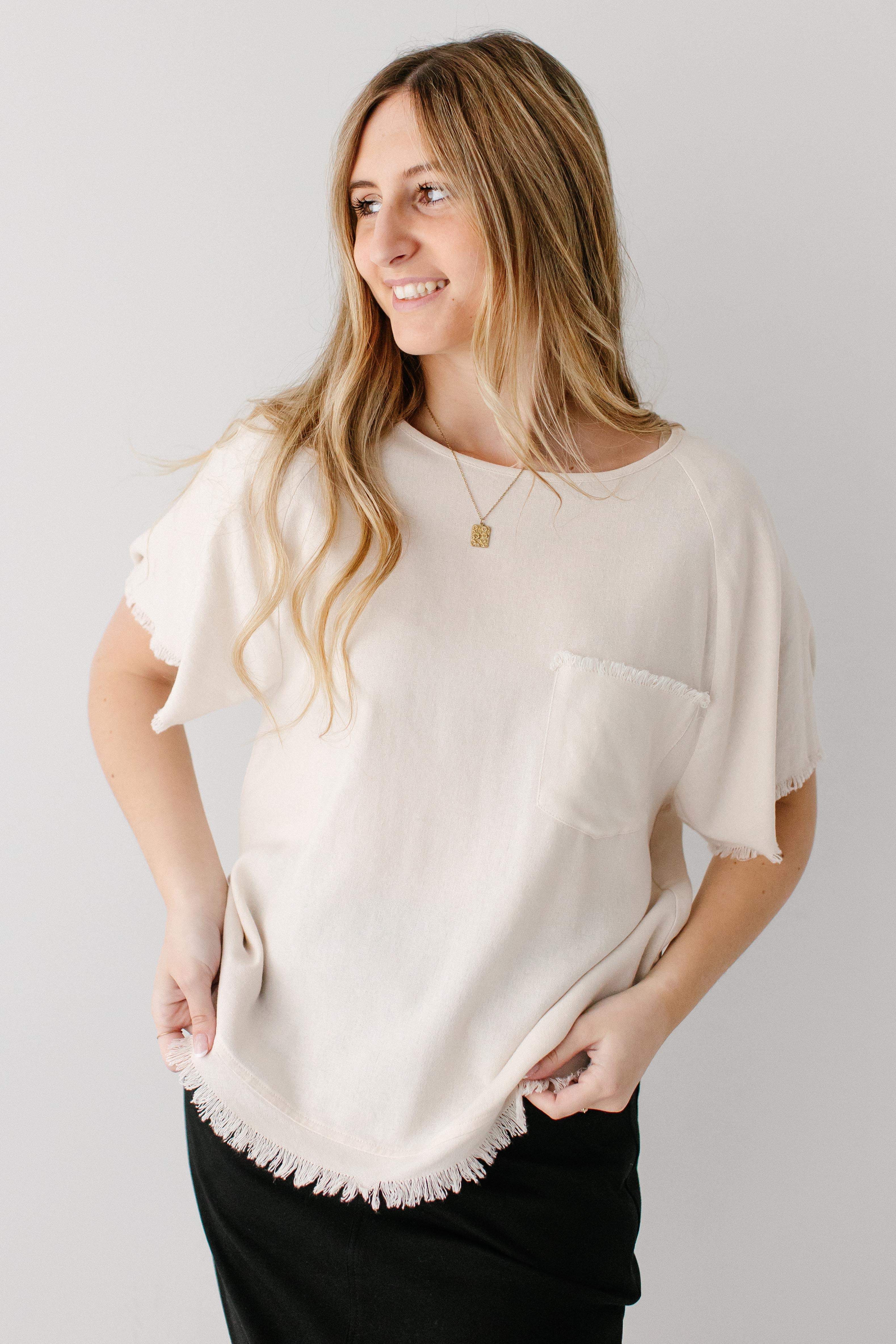Stephanie Raw Hem Raglan Sleeve Top - Image 15