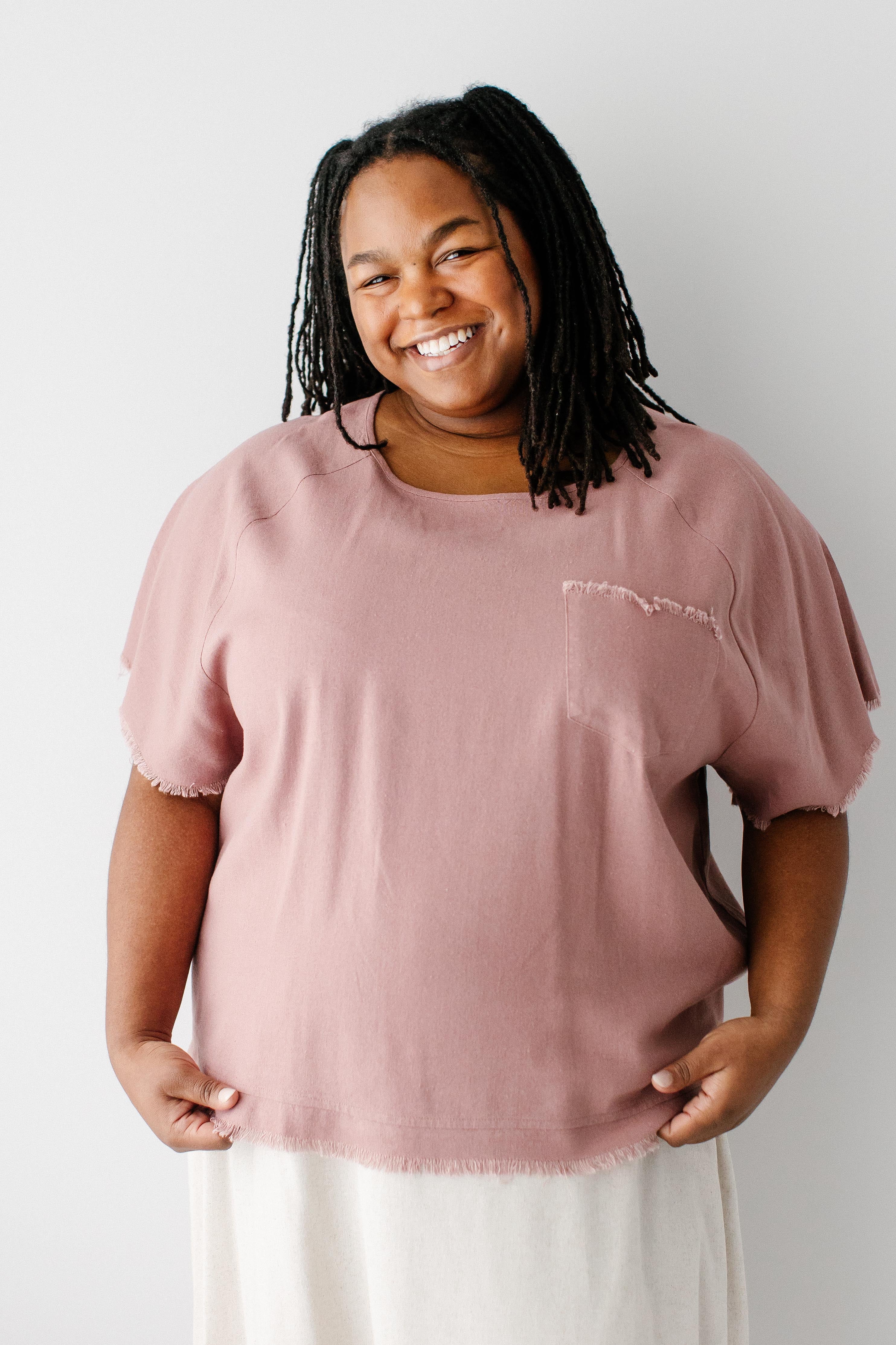 Stephanie Raw Hem Raglan Sleeve Top - Image 2