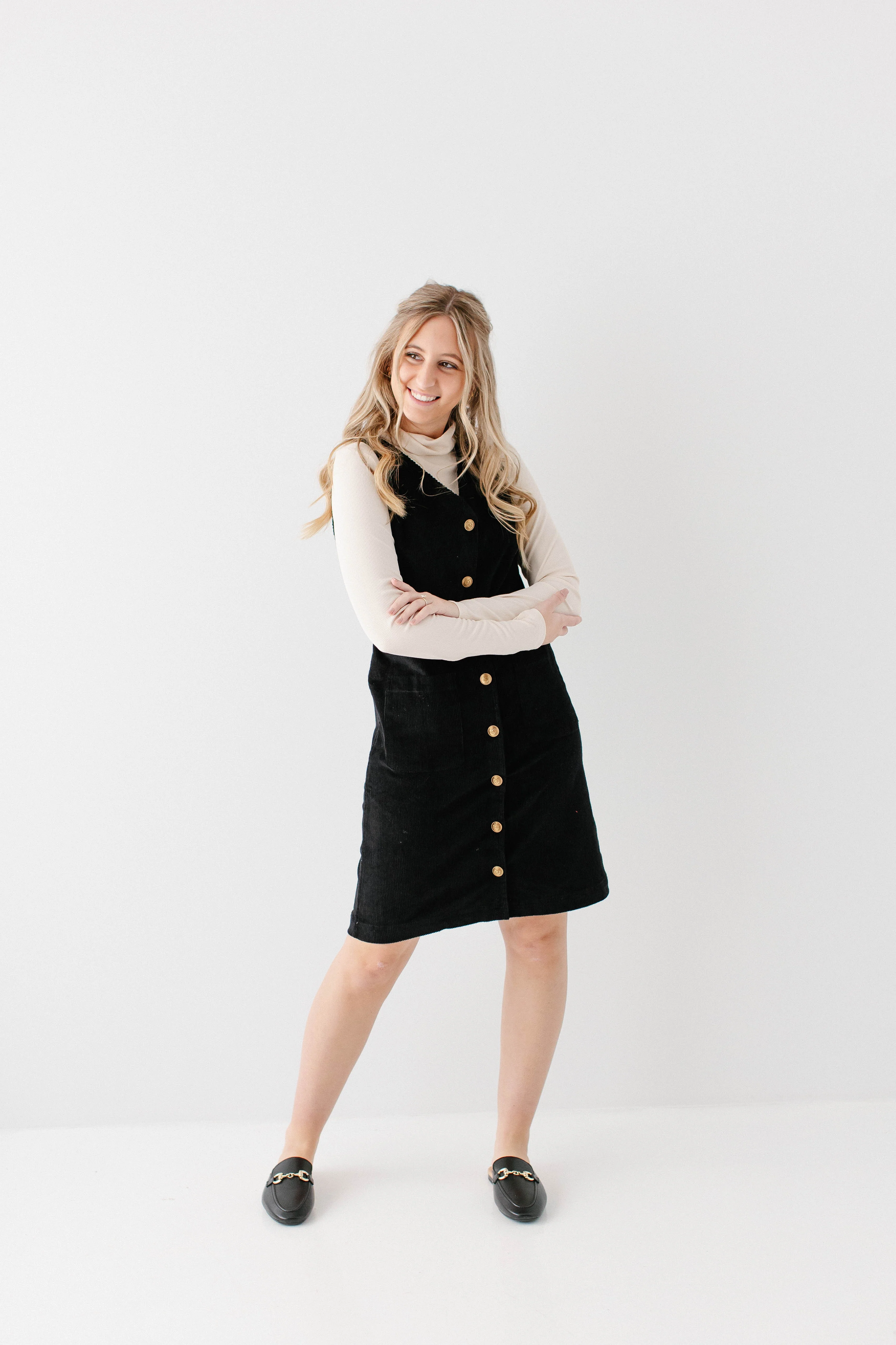 'Sybil' Knee Length Corduroy Jumper FINAL SALE - Image 3