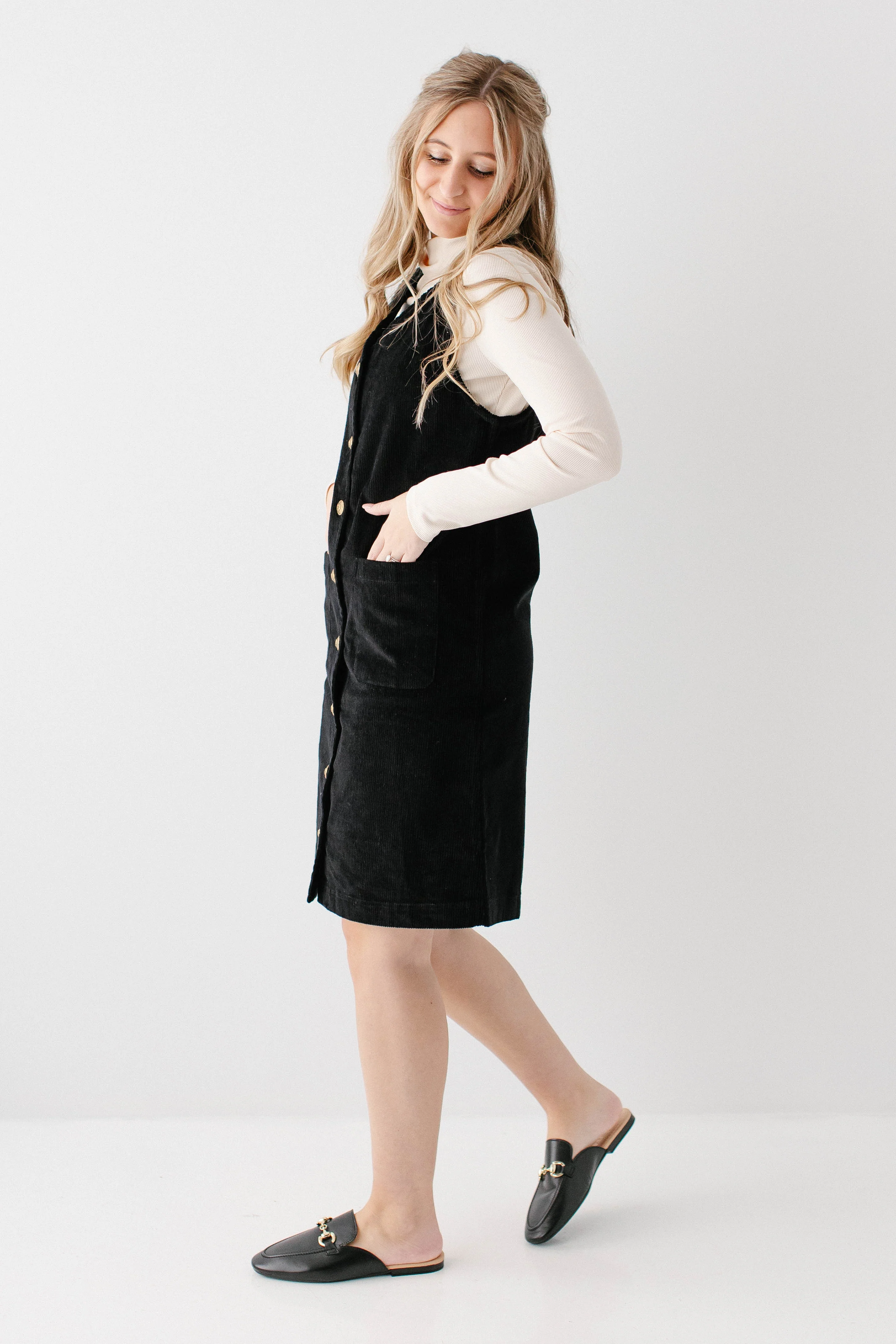 'Sybil' Knee Length Corduroy Jumper FINAL SALE - Image 8
