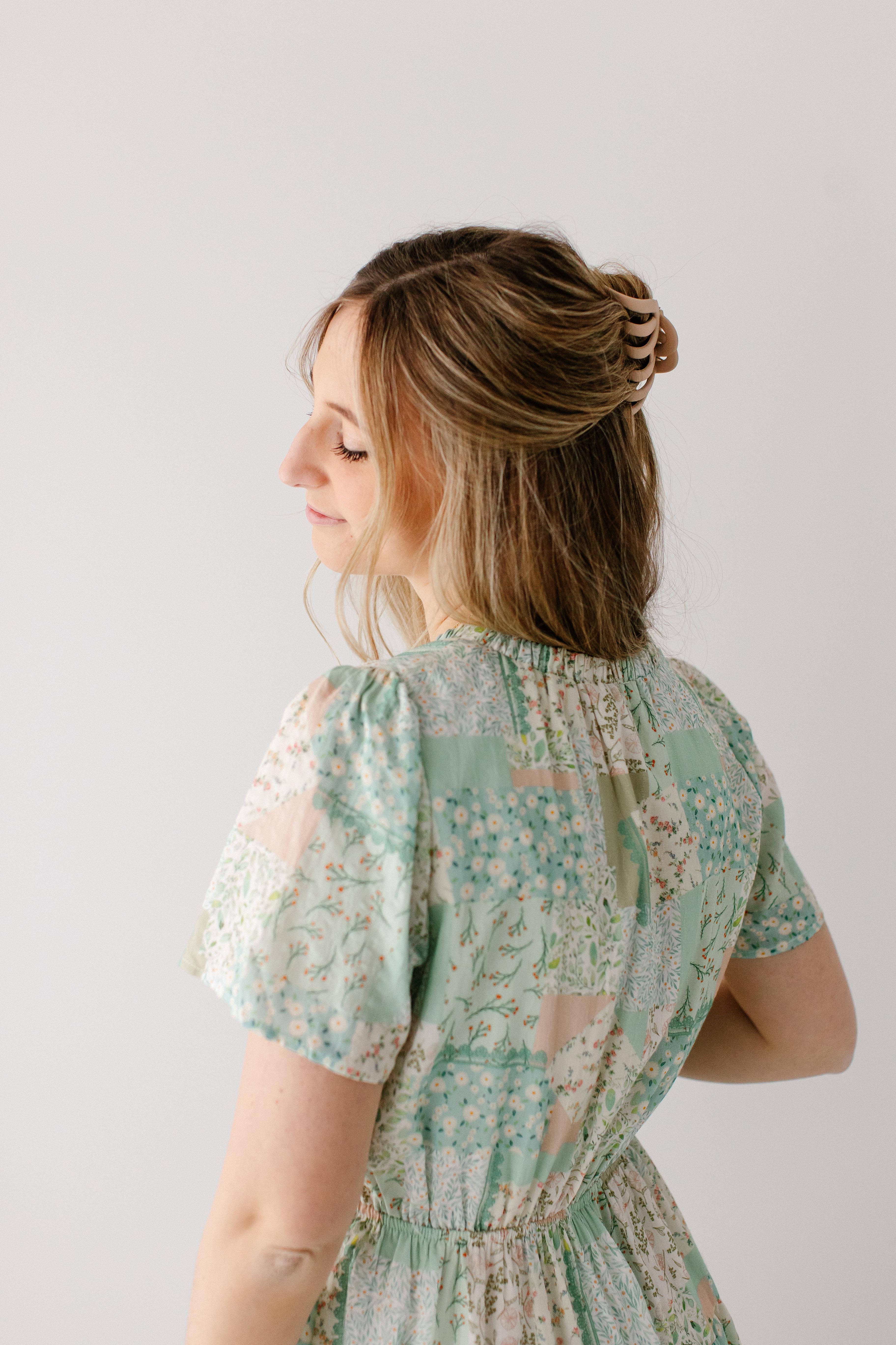 'Tansy' Patchwork Print Tiered Midi Dress - Image 5