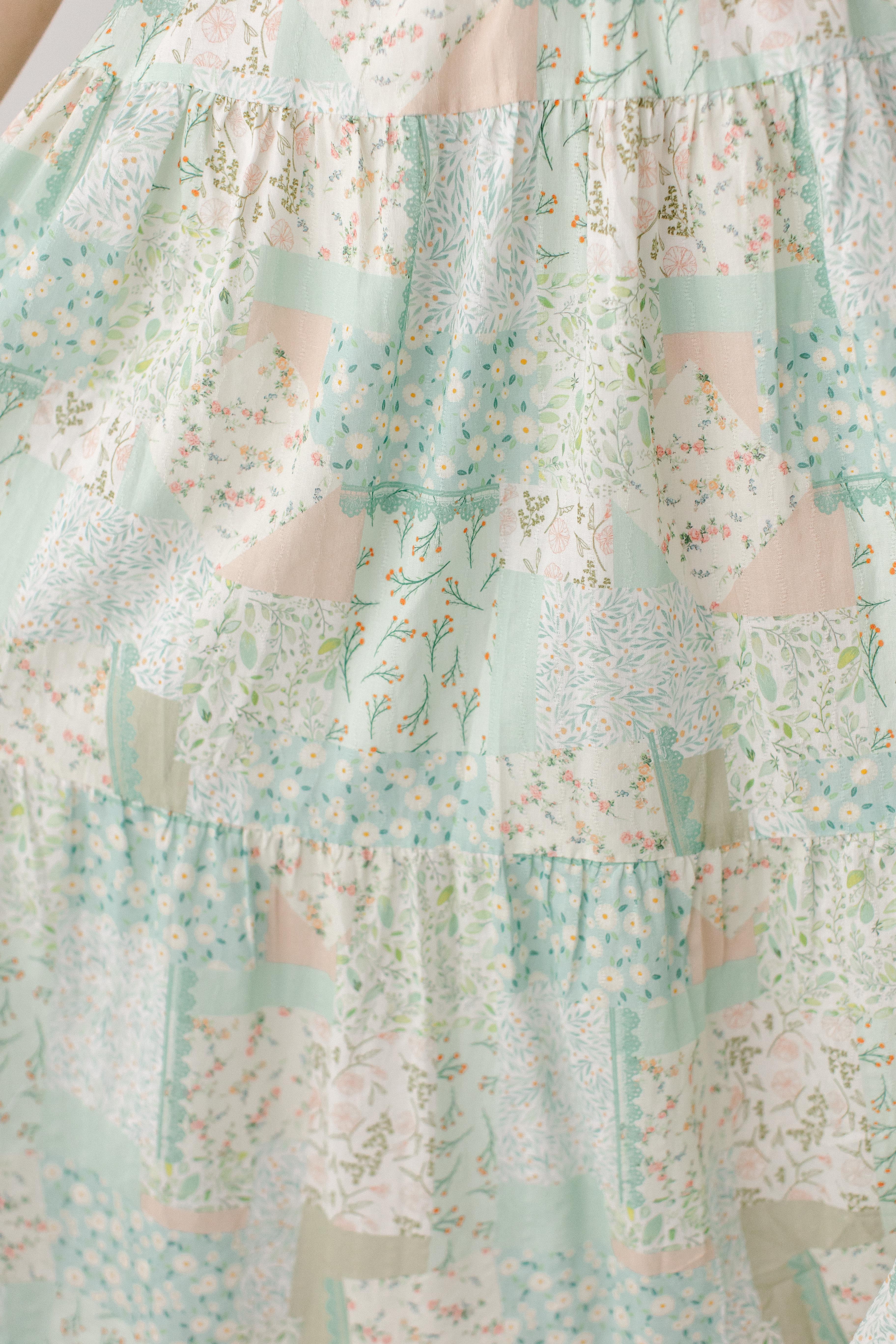 'Tansy' Patchwork Print Tiered Midi Dress - Image 6