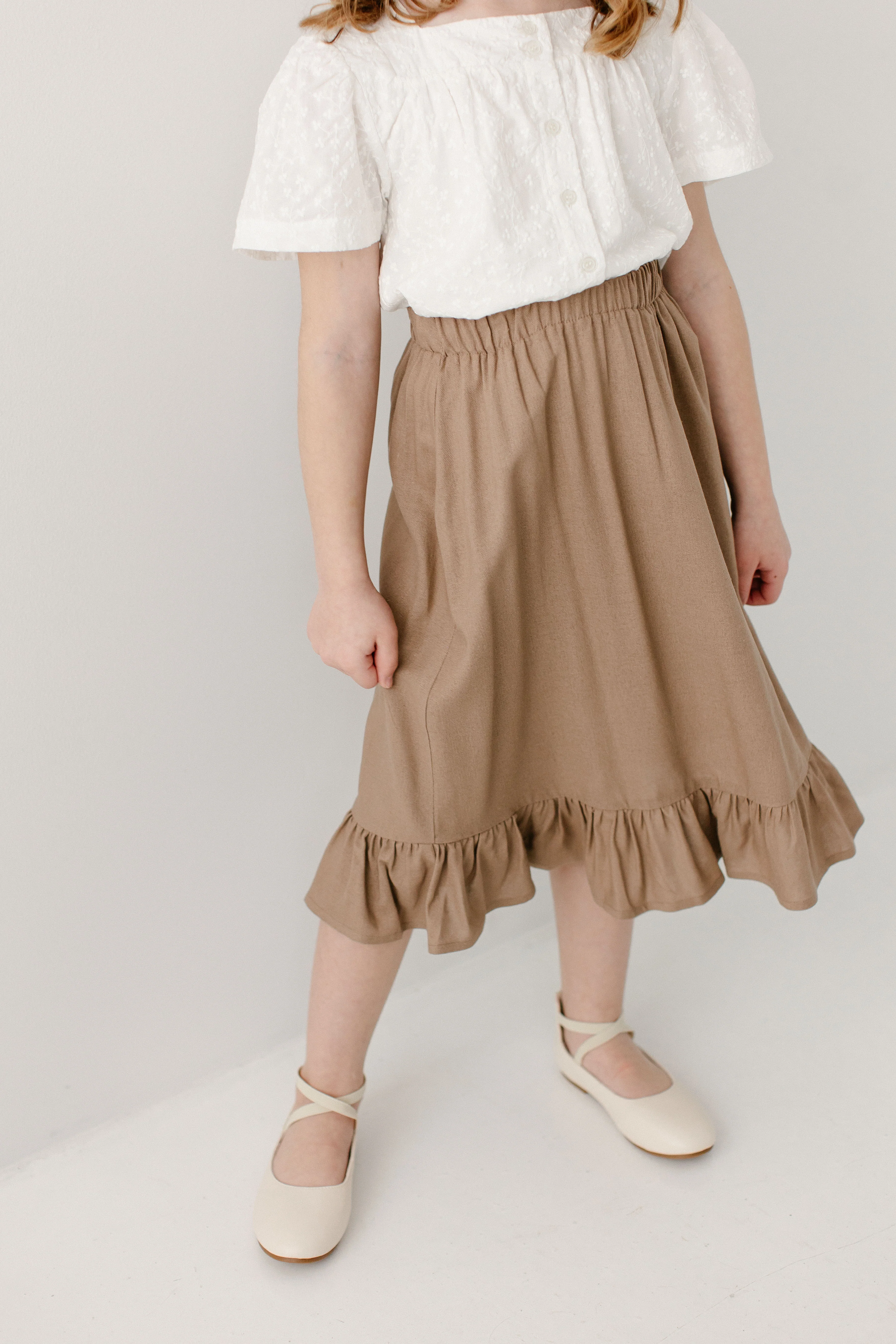 Tessa Girl Ruffle Hem Midi Skirt