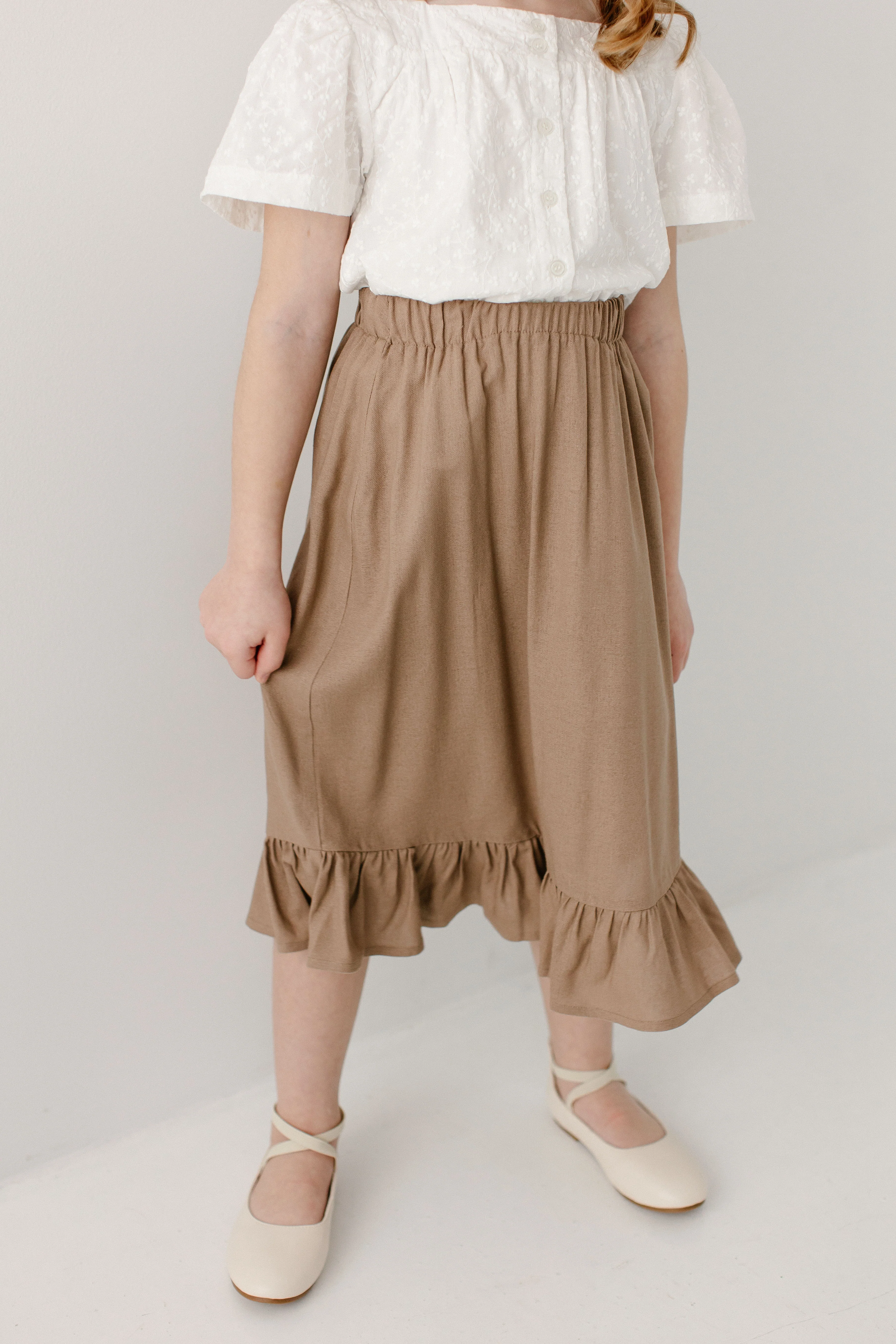 Tessa Girl Ruffle Hem Midi Skirt - Image 3
