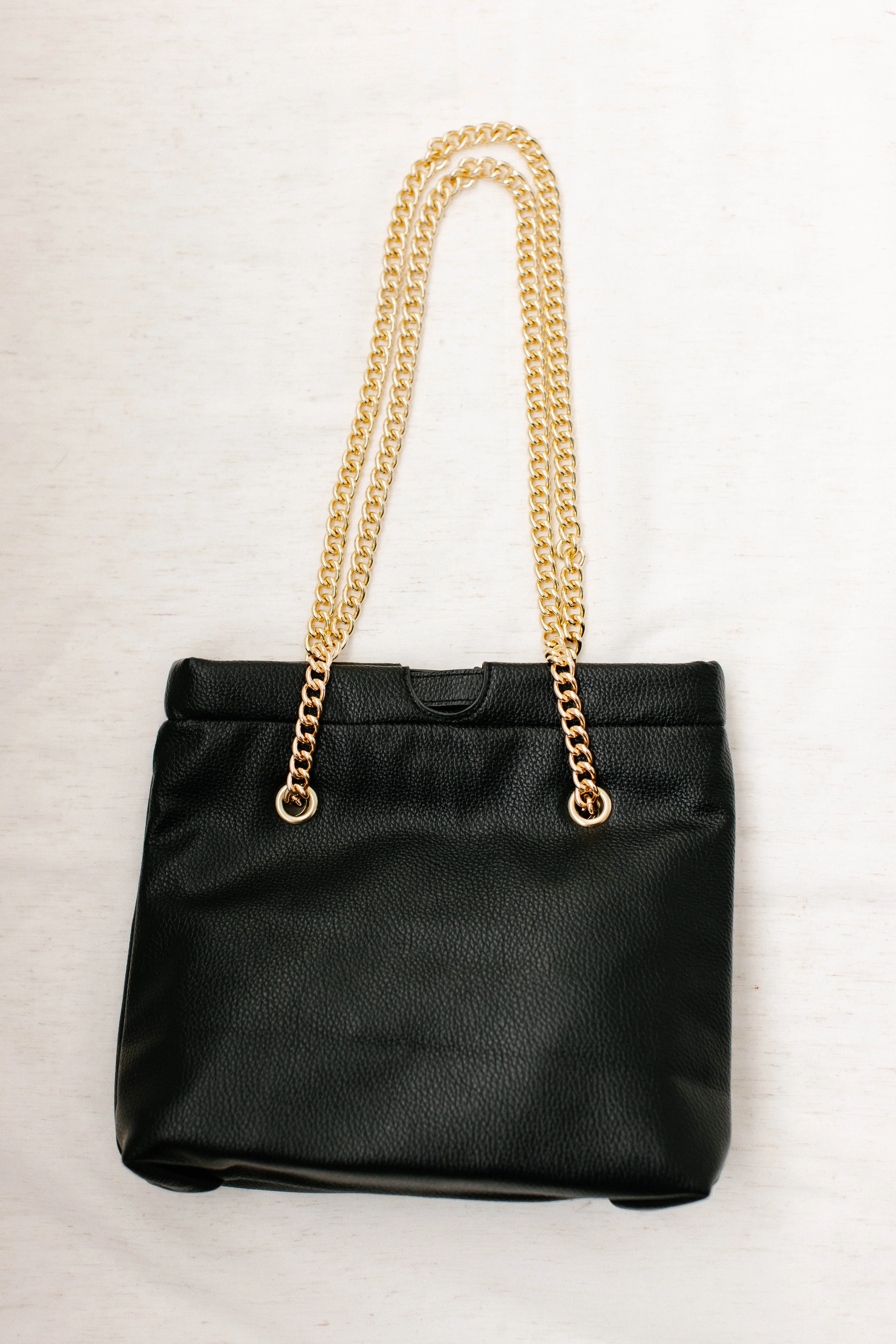 Vegan Leather Gold Chain Strap Purse in Black FINAL SALE - Image 3