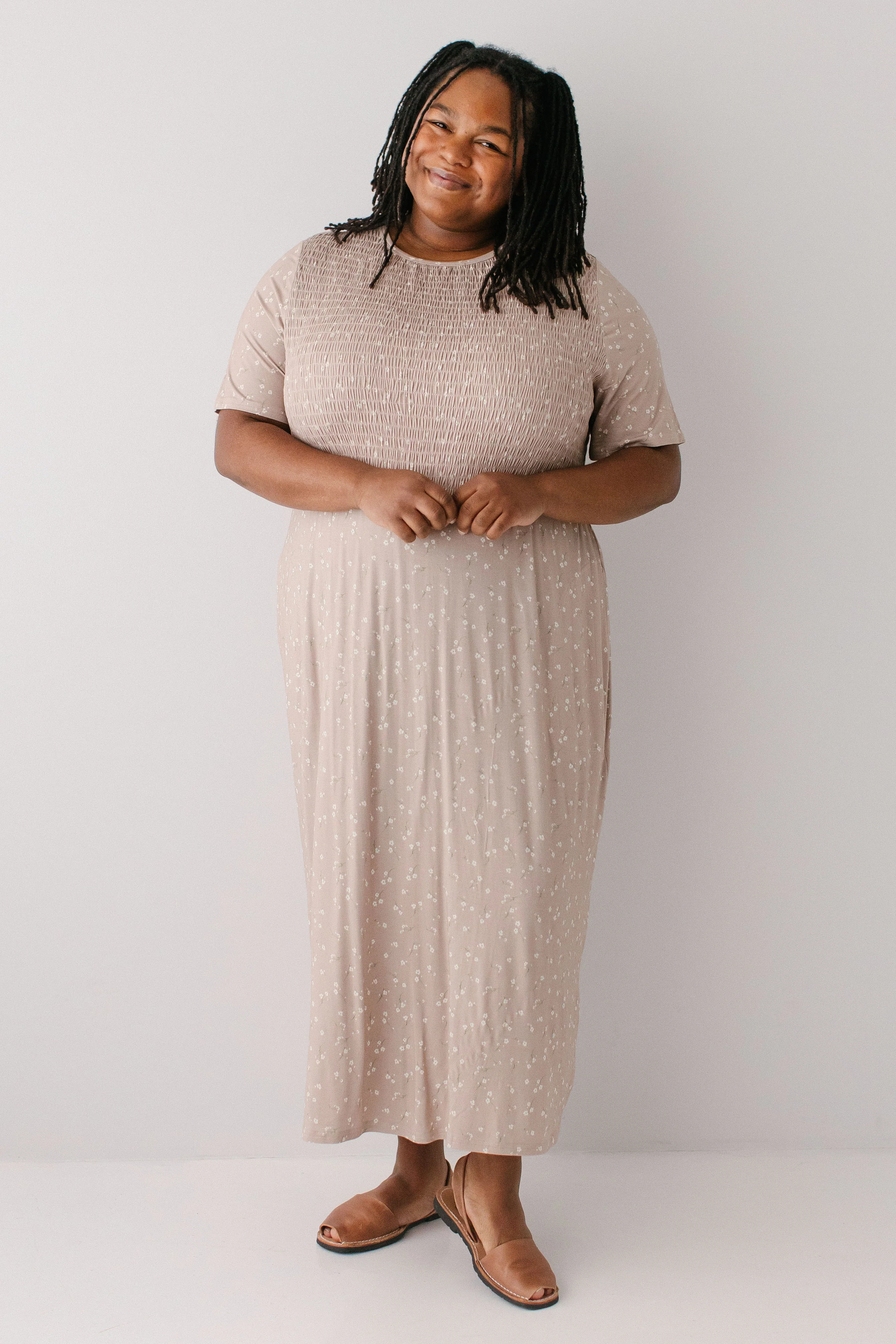 Vita Ditsy Floral Smocked Bodice Midi Dress - Image 12