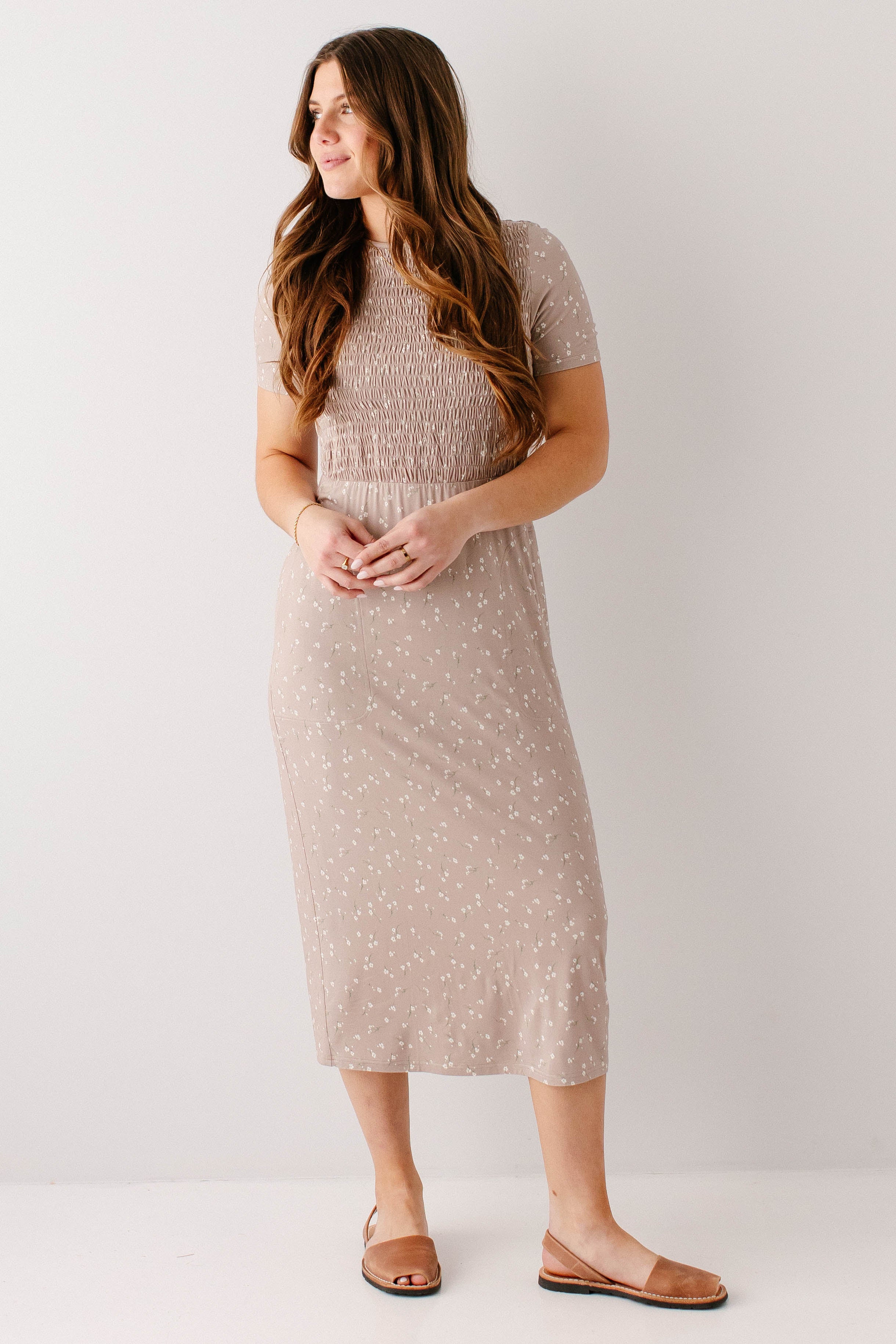 Vita Ditsy Floral Smocked Bodice Midi Dress - Image 5