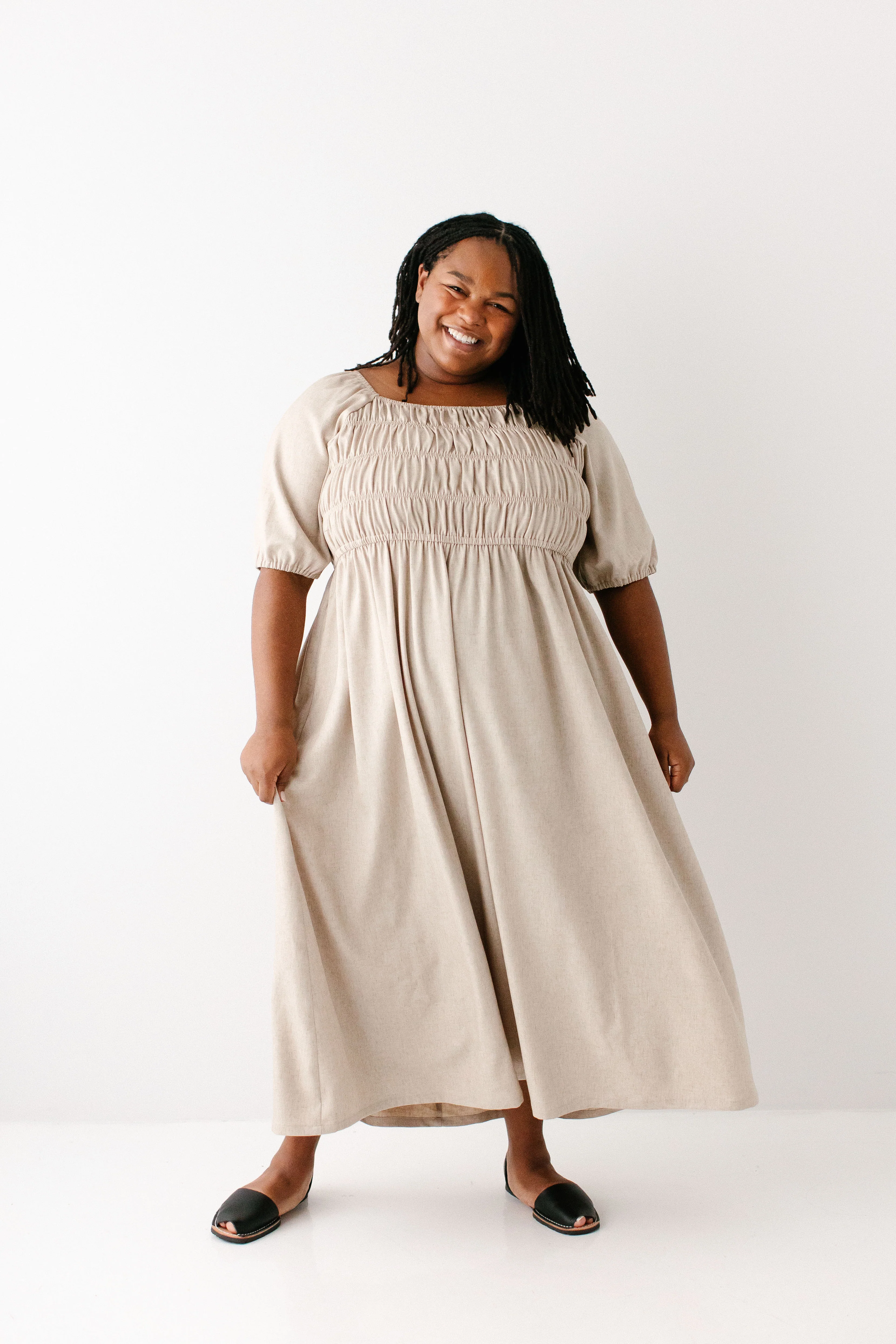 Willow Square Neck Smocked Bodice Midi Dress FINAL SALE - Image 13