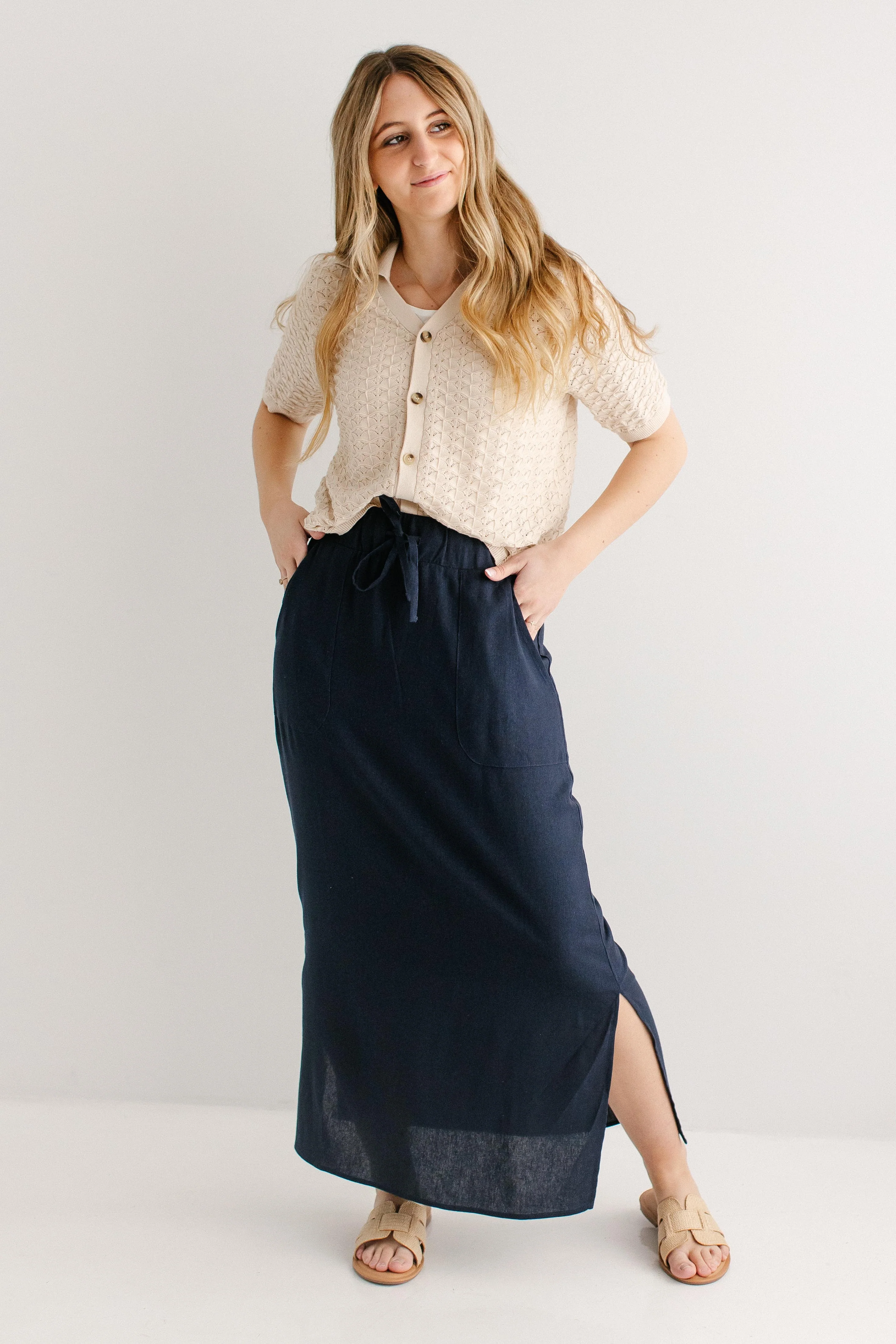 Winslet Tie Waist Maxi Skirt - Image 3